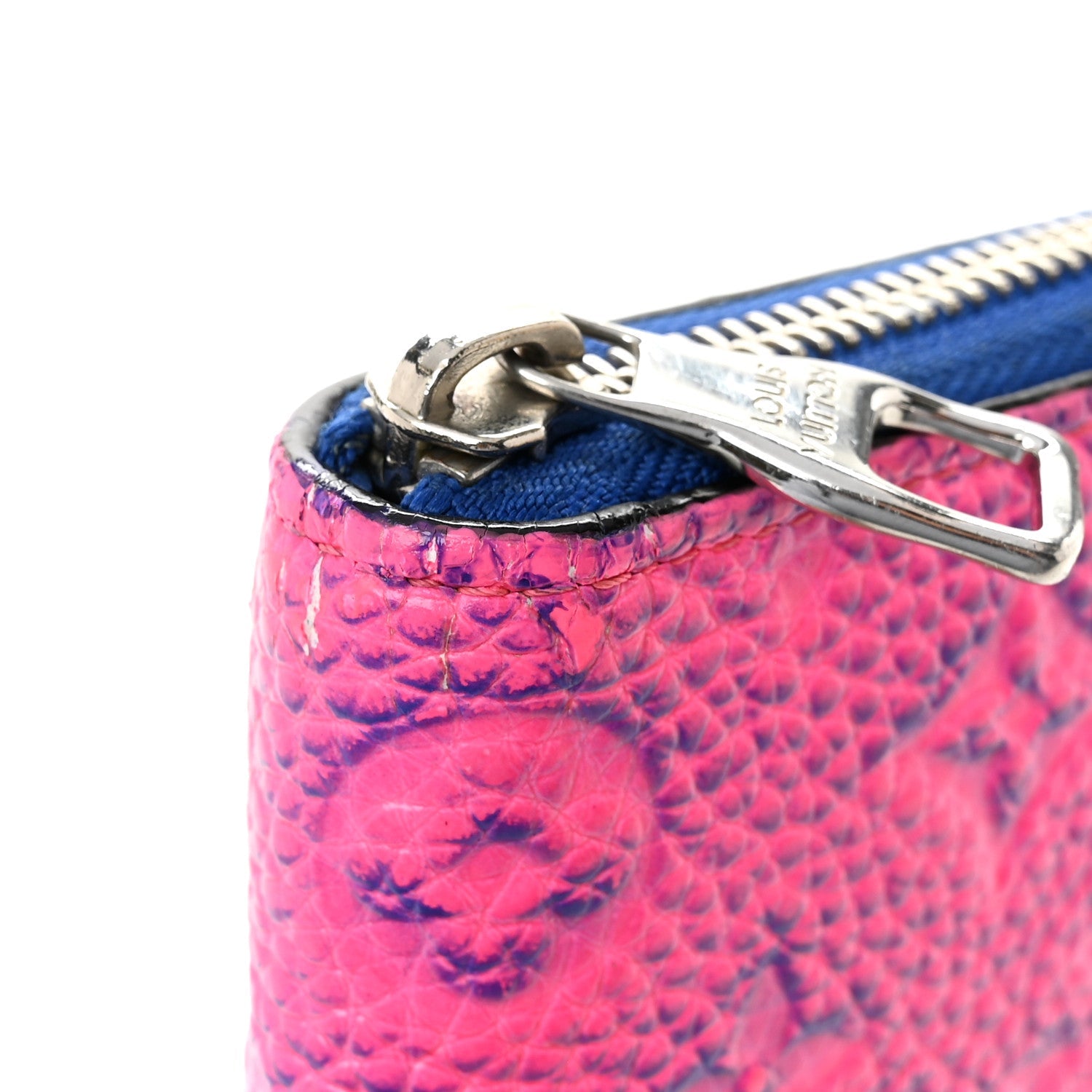 Taurillon Illusion Zippy Vertical Wallet Bleu Rose