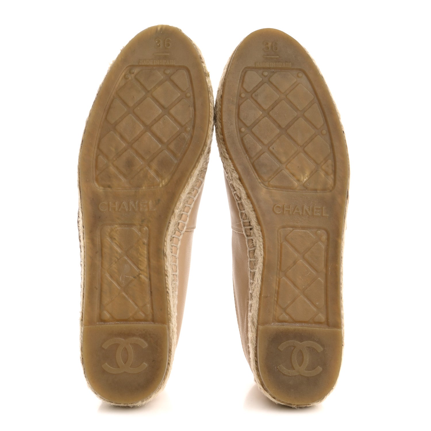 Lambskin CC Espadrilles 36 Beige Black