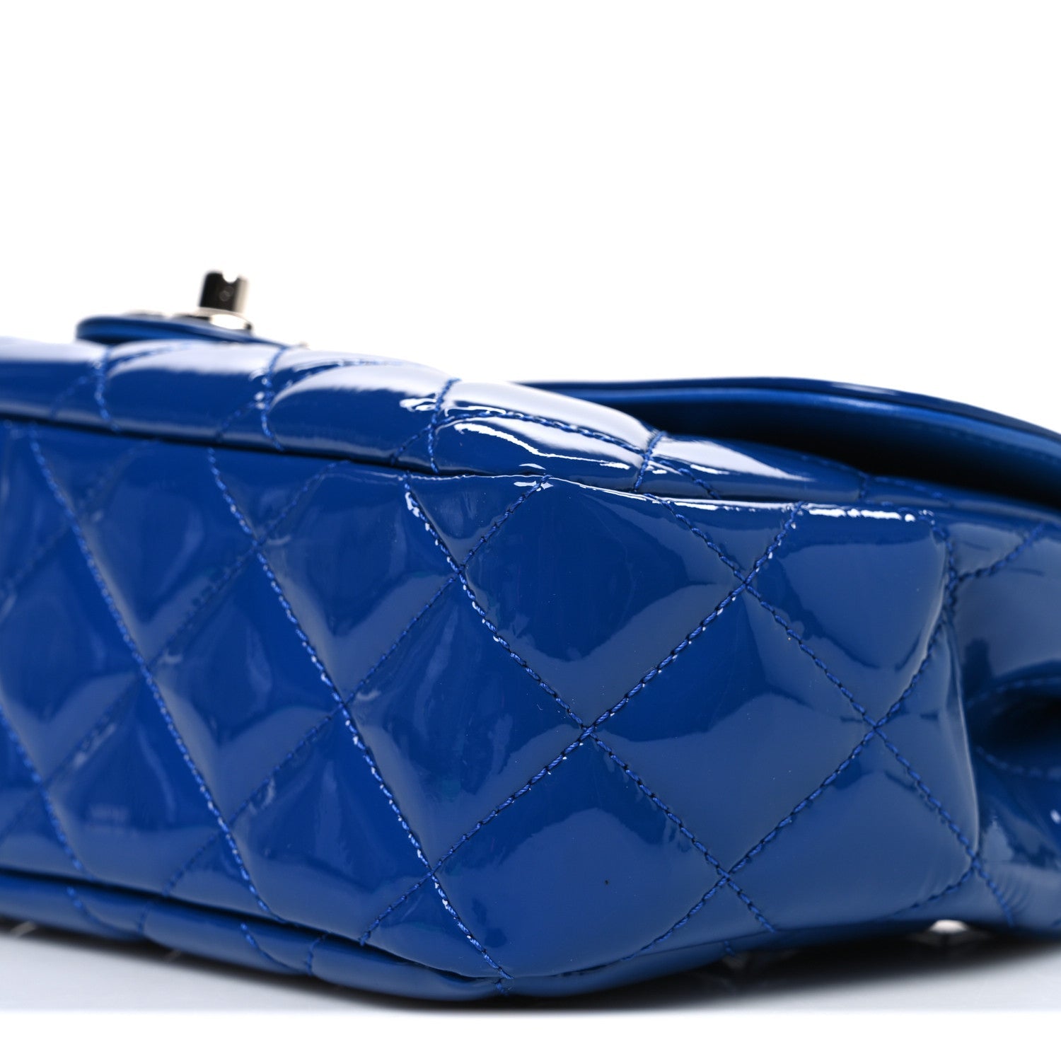 Patent Quilted Large Coco Shine Flap Blue