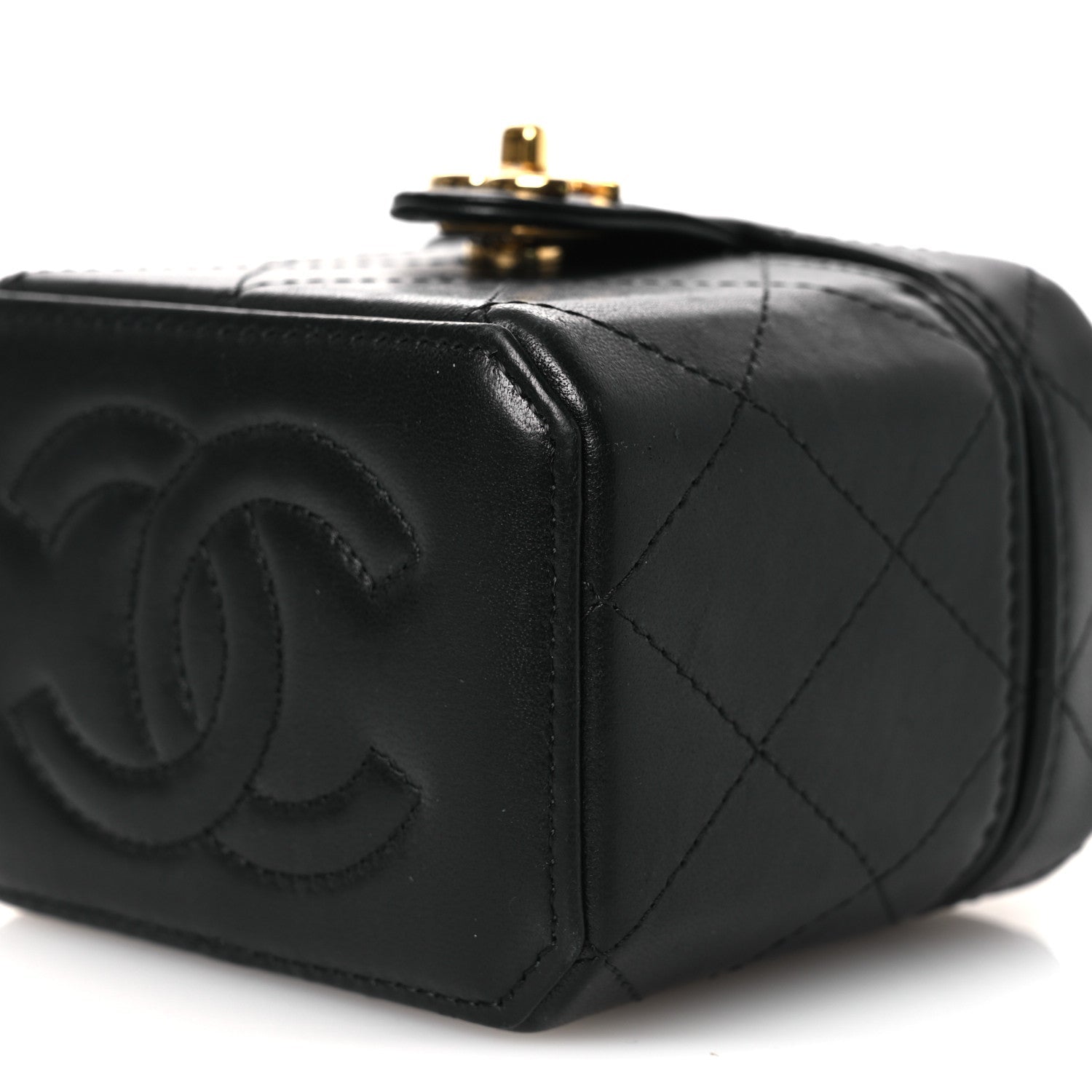 Lambskin Quilted Vanity Clutch With Chain Black