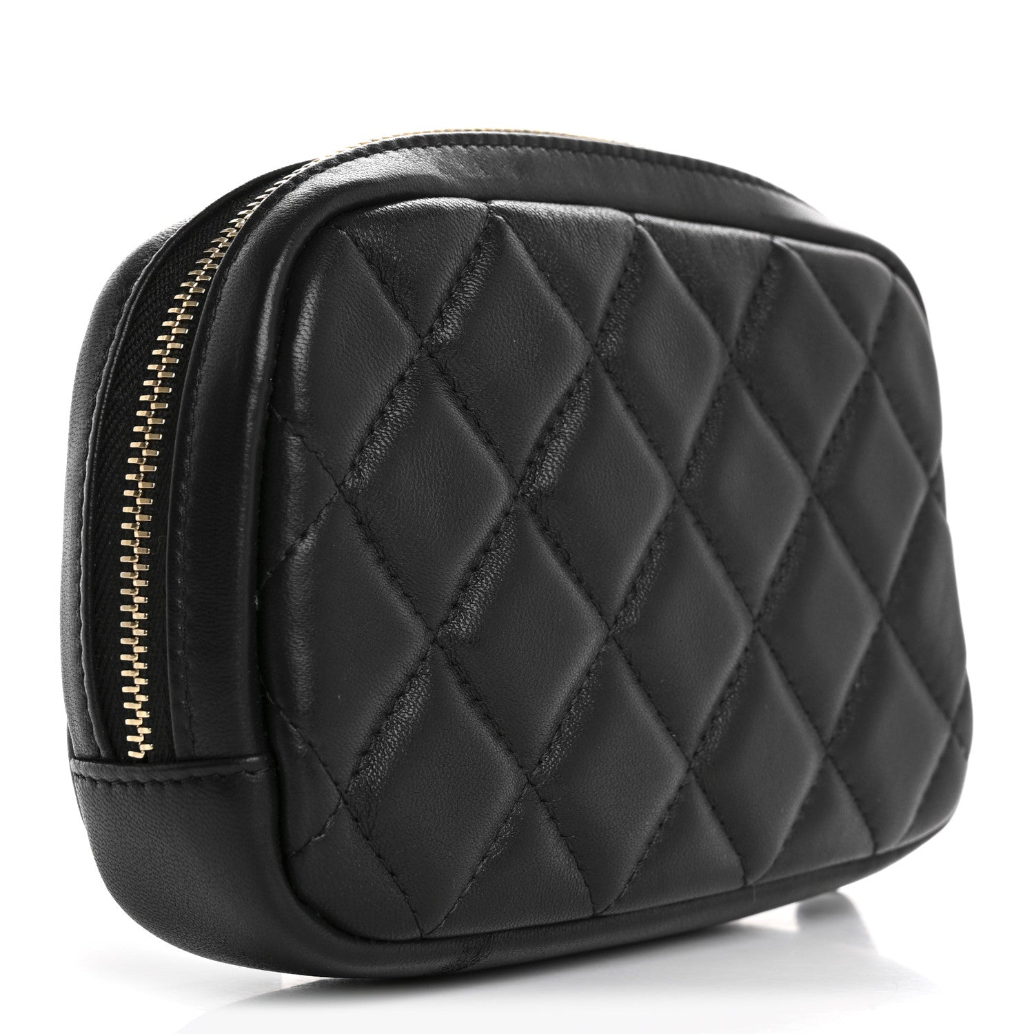 Lambskin Small Curvy Pouch Cosmetic Case Black