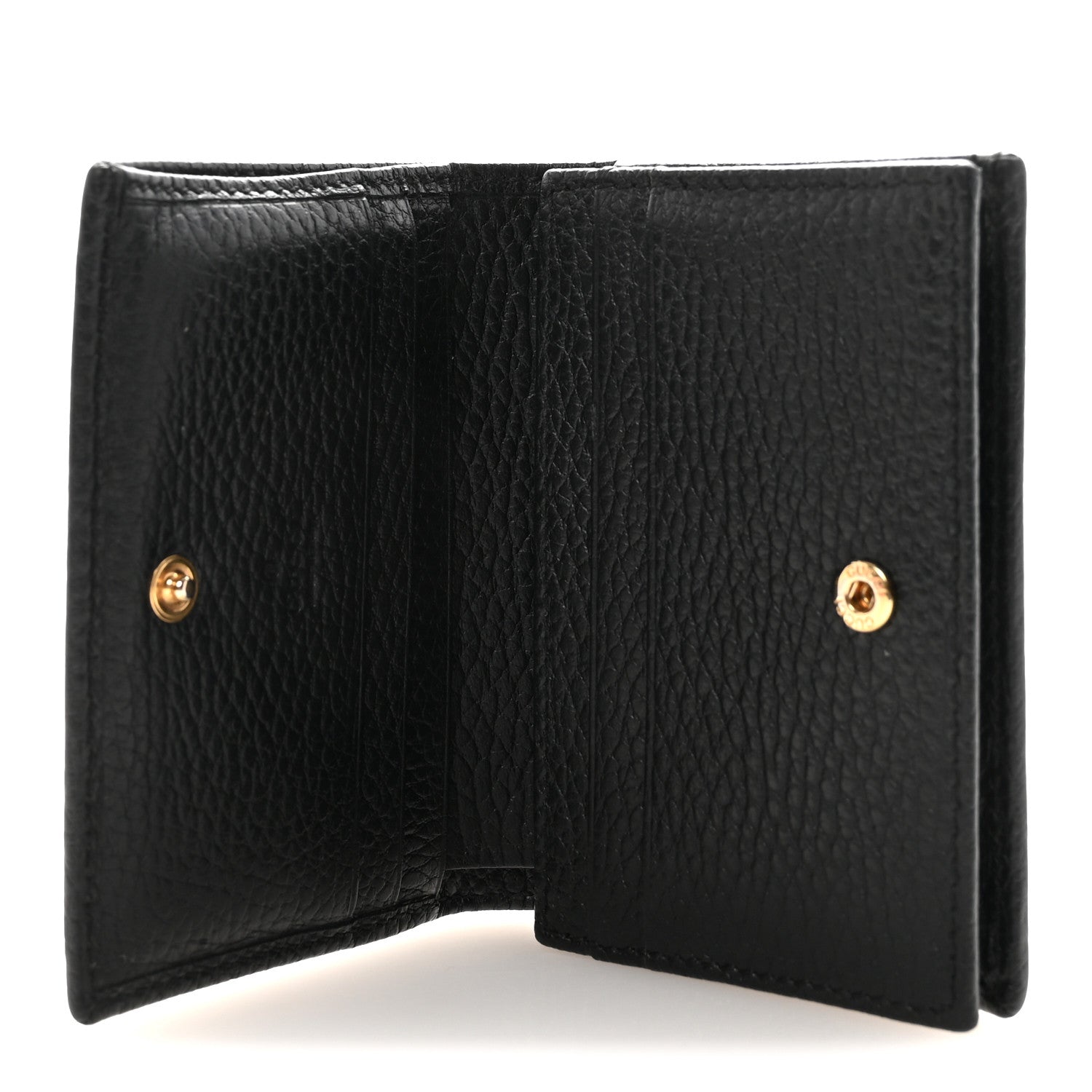 Pebbled Calfskin GG Marmont Card Case Black