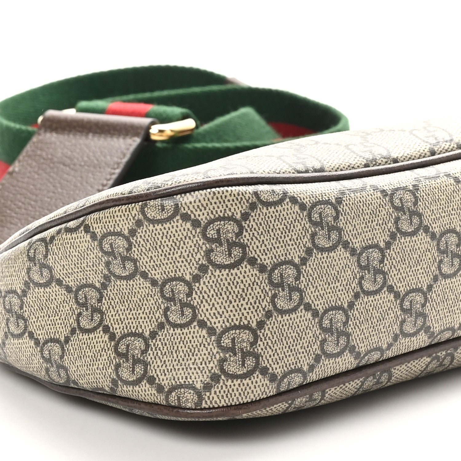 GG Supreme Monogram Textured Dollar Calfskin Web Small Ophidia GG Handbag Beige Ebony New Acero