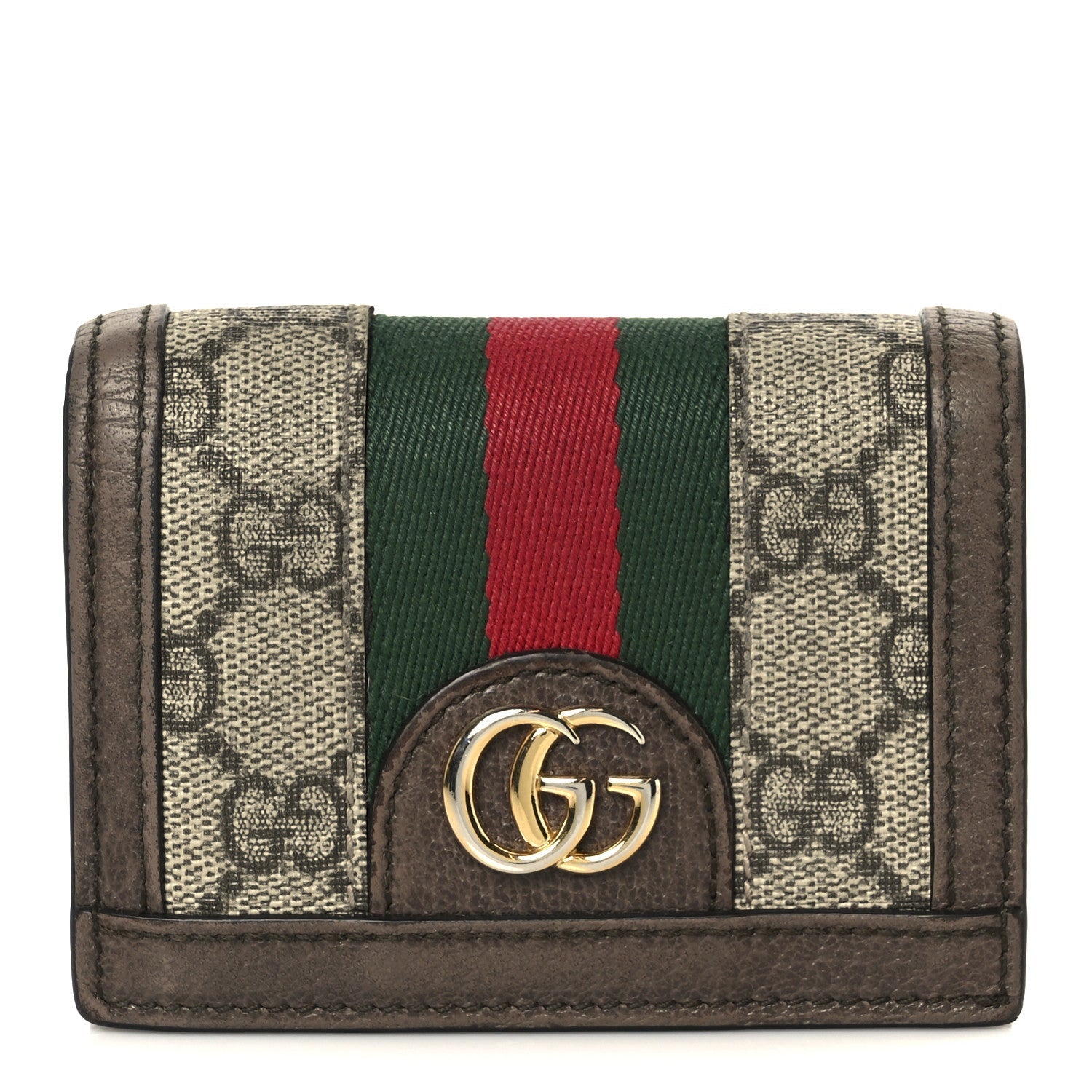 GG Supreme Monogram Web Ophidia Card Case Beige New Acero
