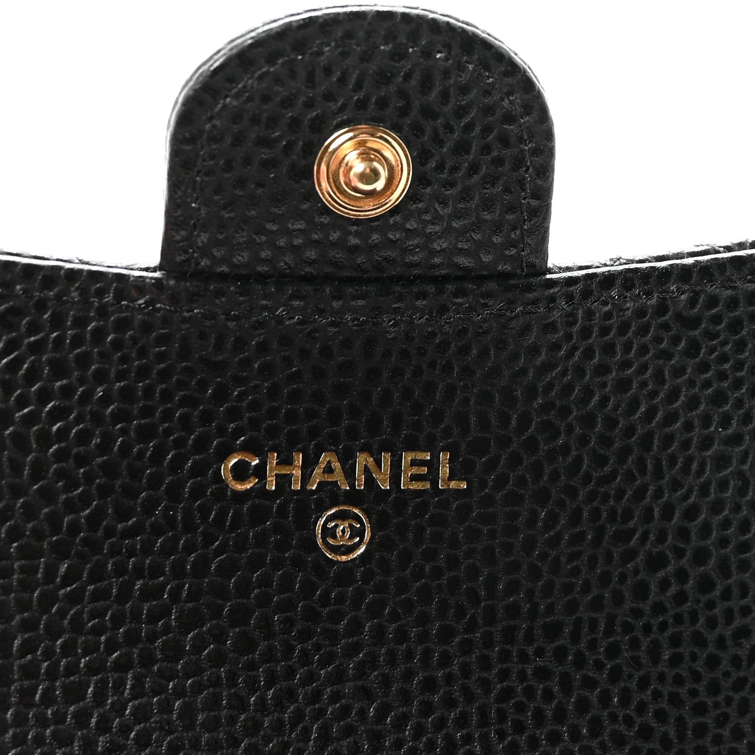 Caviar Quilted Flap Card Holder Wallet Black