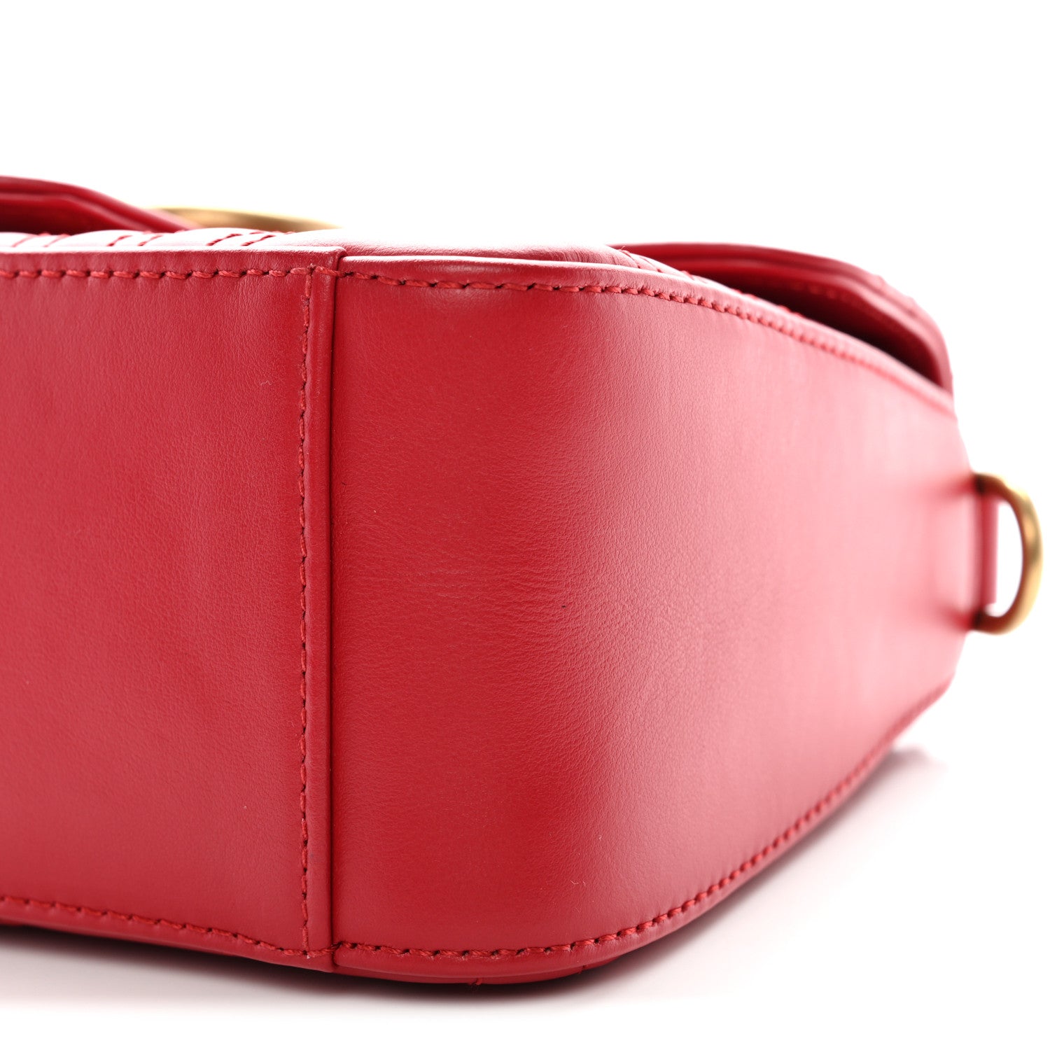 Calfskin Matelasse Mini GG Marmont Top Handle Shoulder Bag Hibiscus Red