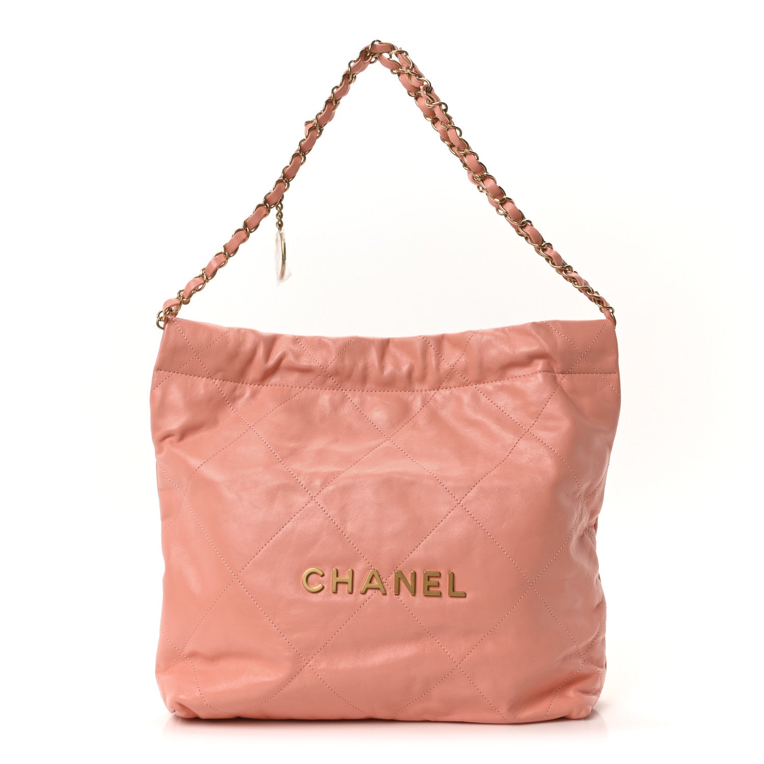 Shiny Calfskin Quilted Chanel 22 Light Orange