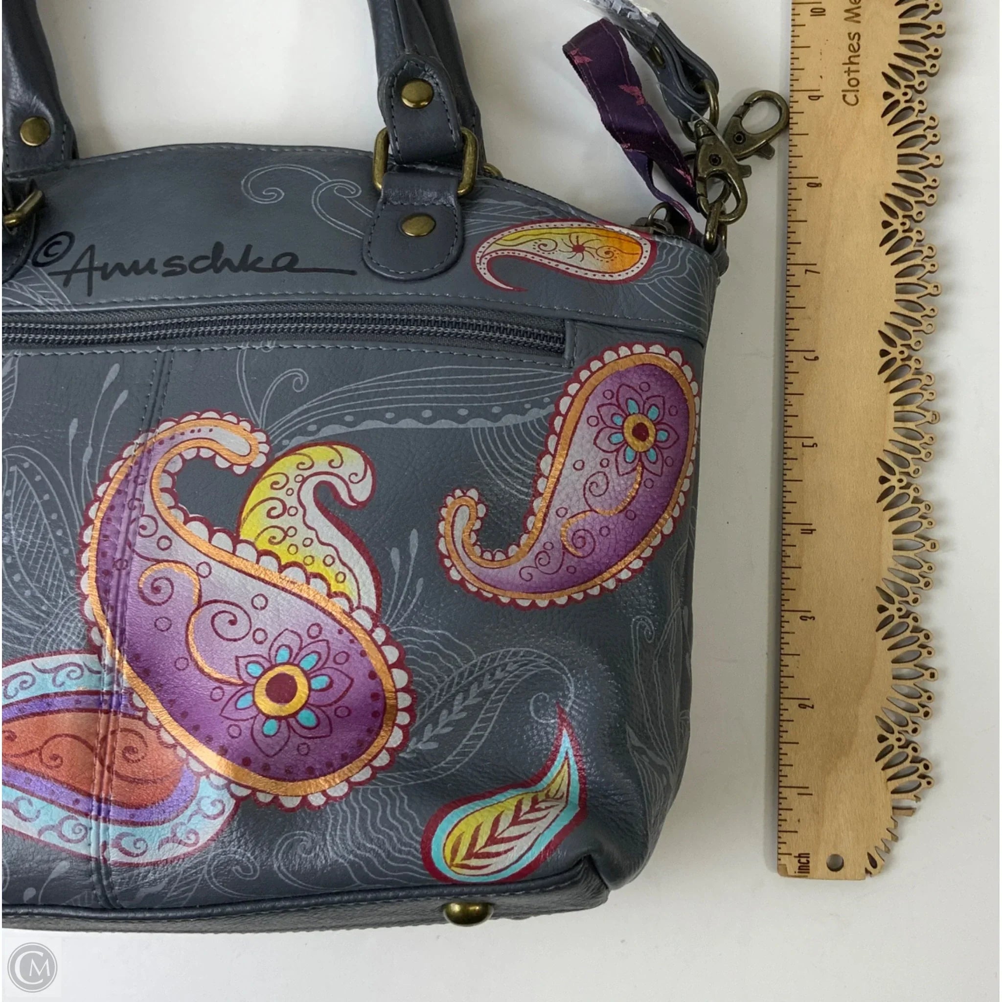 Handbag Leather By Anuschka, Size: Medium