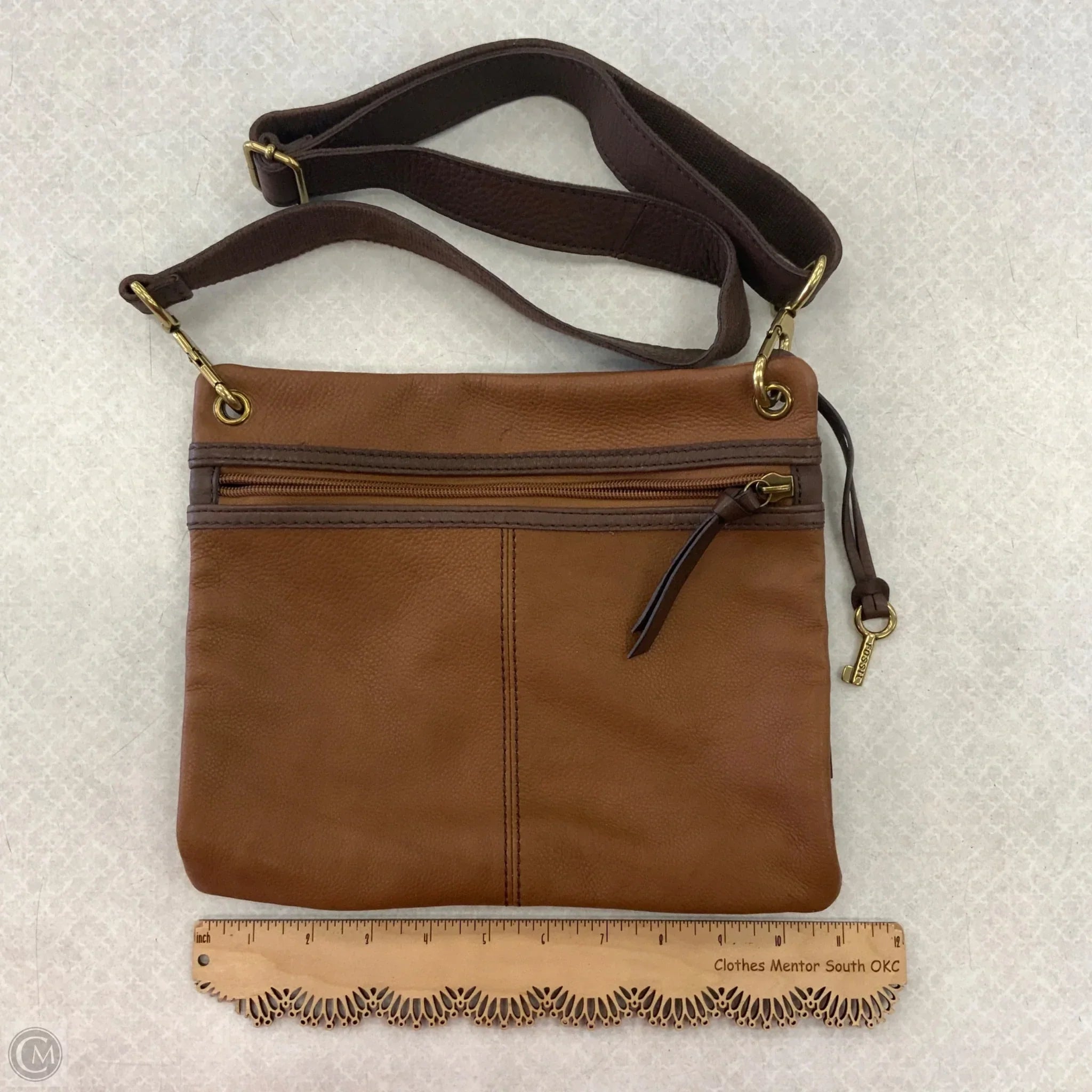 Crossbody Leather By Fossil, Size: Small