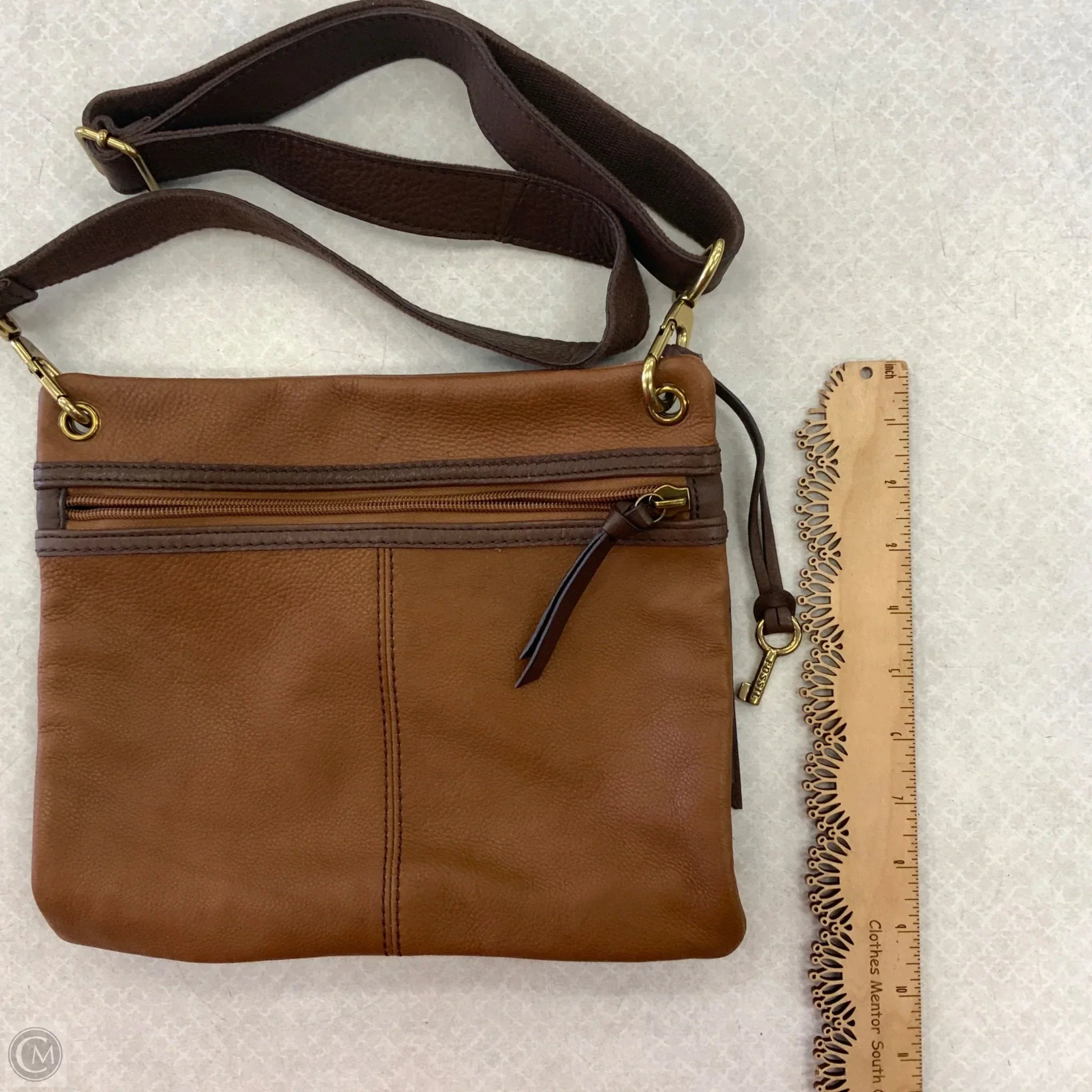 Crossbody Leather By Fossil, Size: Small