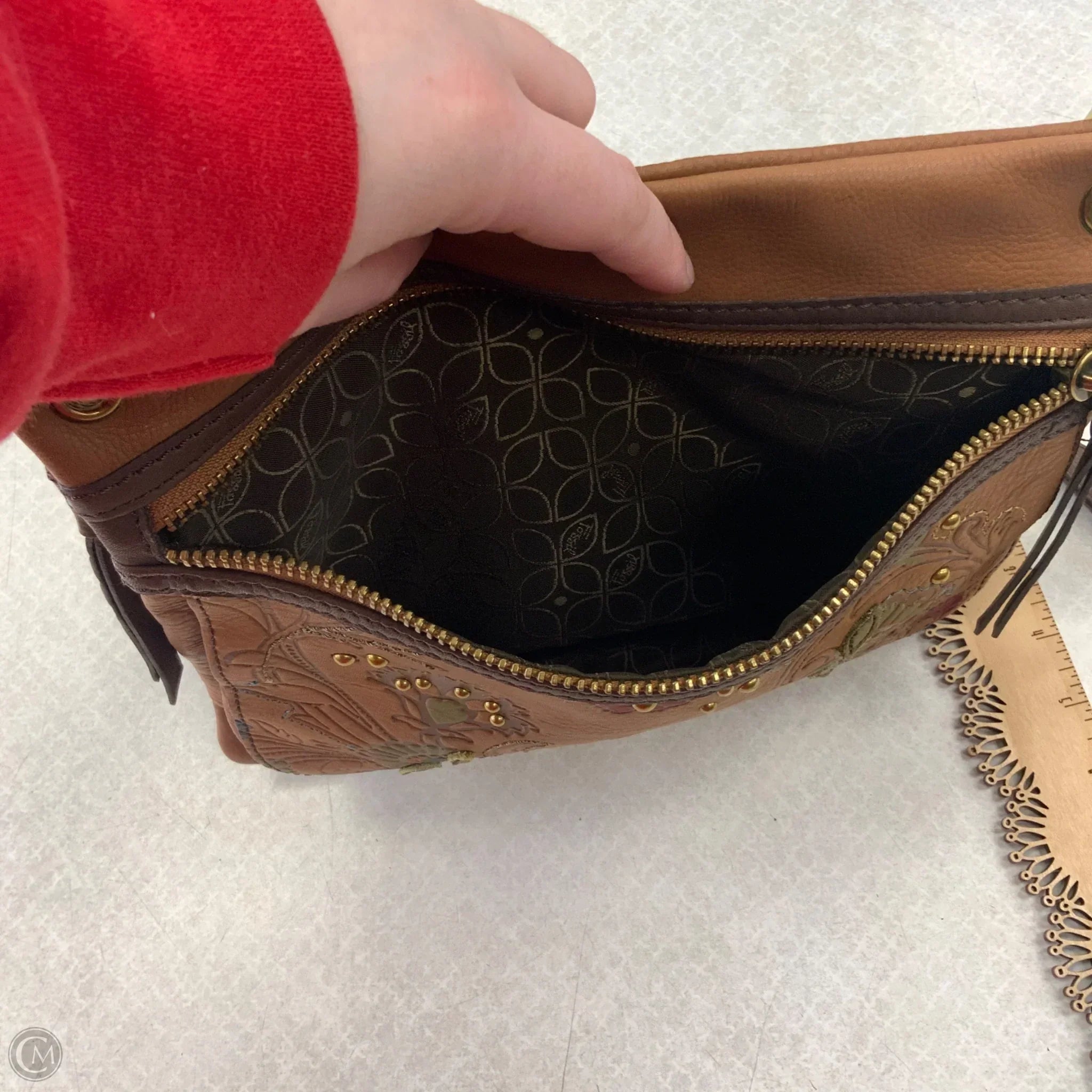 Crossbody Leather By Fossil, Size: Small