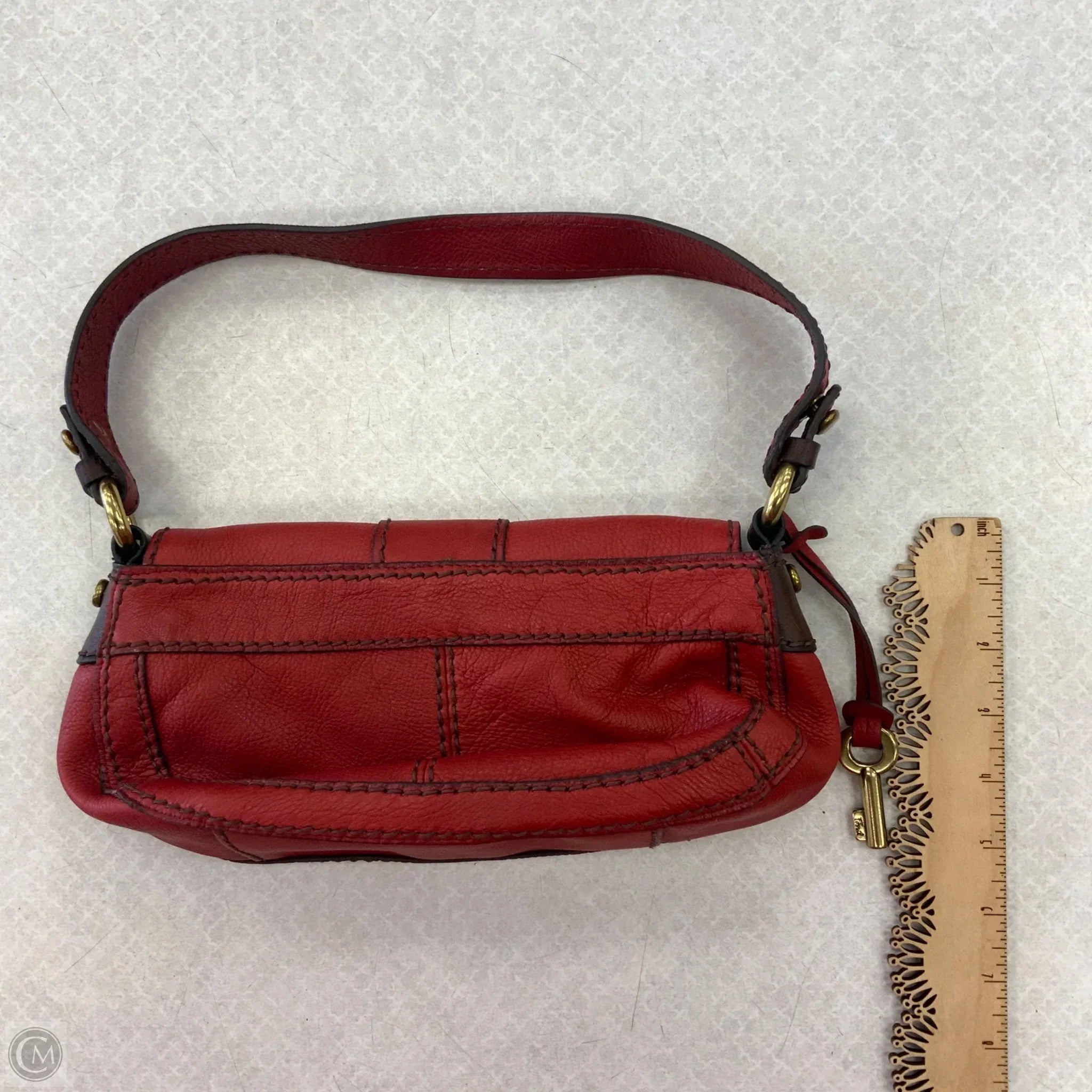 Handbag Leather By Fossil, Size: Small