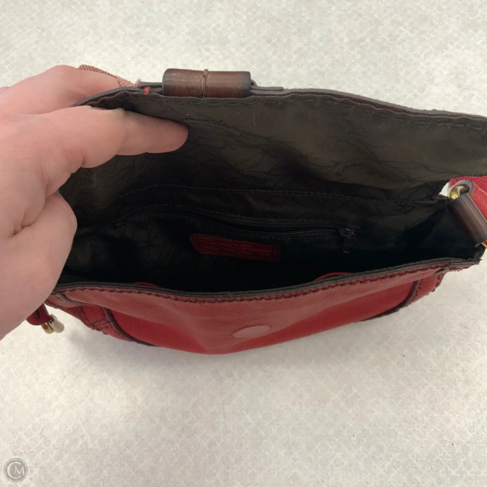 Handbag Leather By Fossil, Size: Small