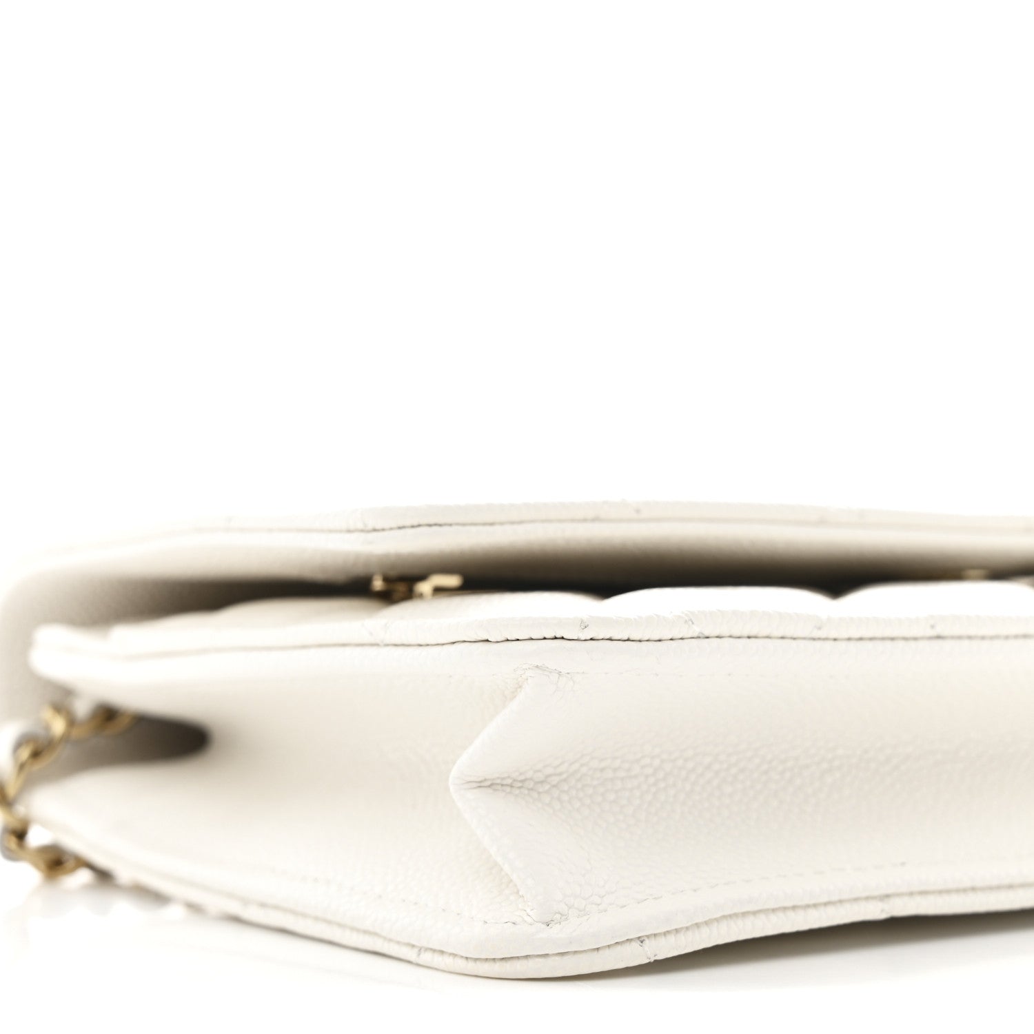 Caviar Quilted Wallet On Chain WOC White