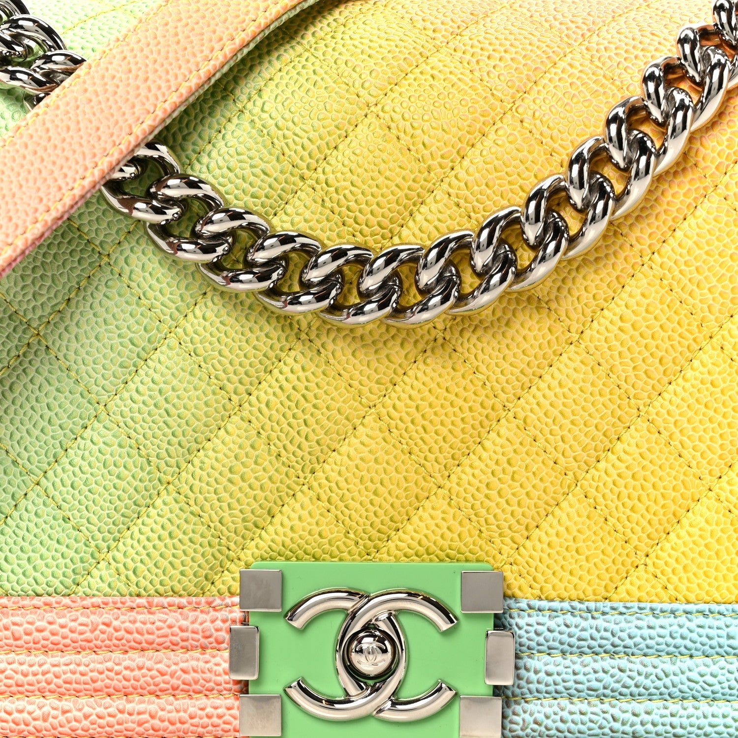 Caviar Quilted Medium Cuba Rainbow Boy Flap Multicolor
