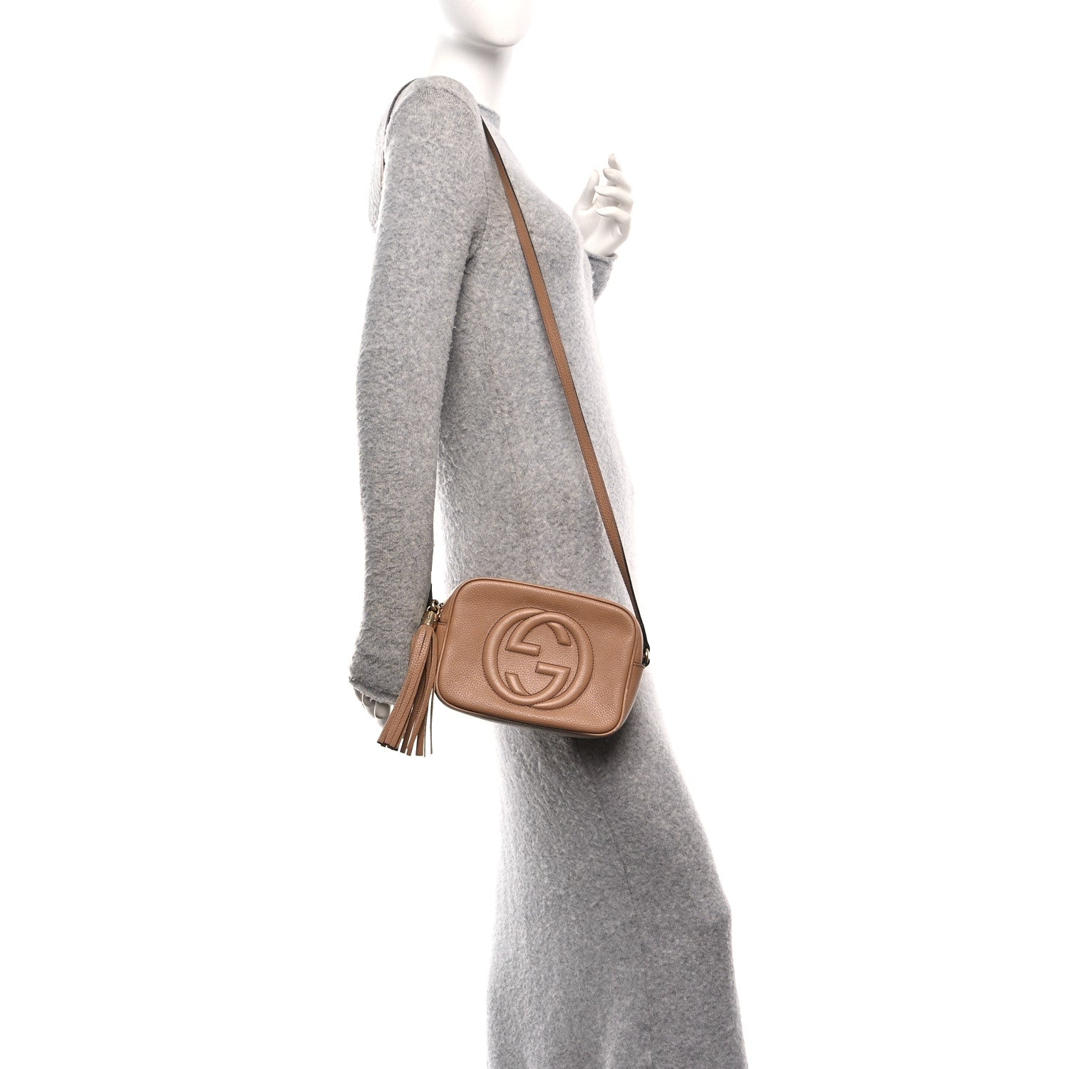 Pebbled Calfskin Small Soho Disco Bag Rose Beige