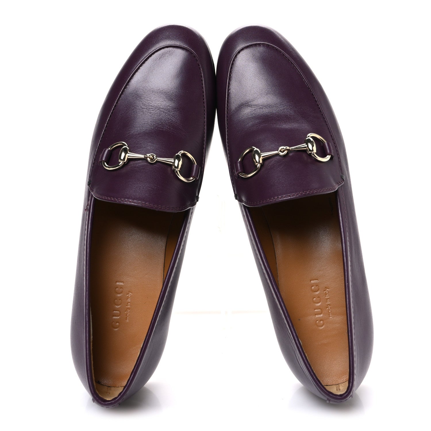 Real Betis Glamour Calfskin Womens Jordaan Horsebit Loafers 35.5 Shiny Vineyard