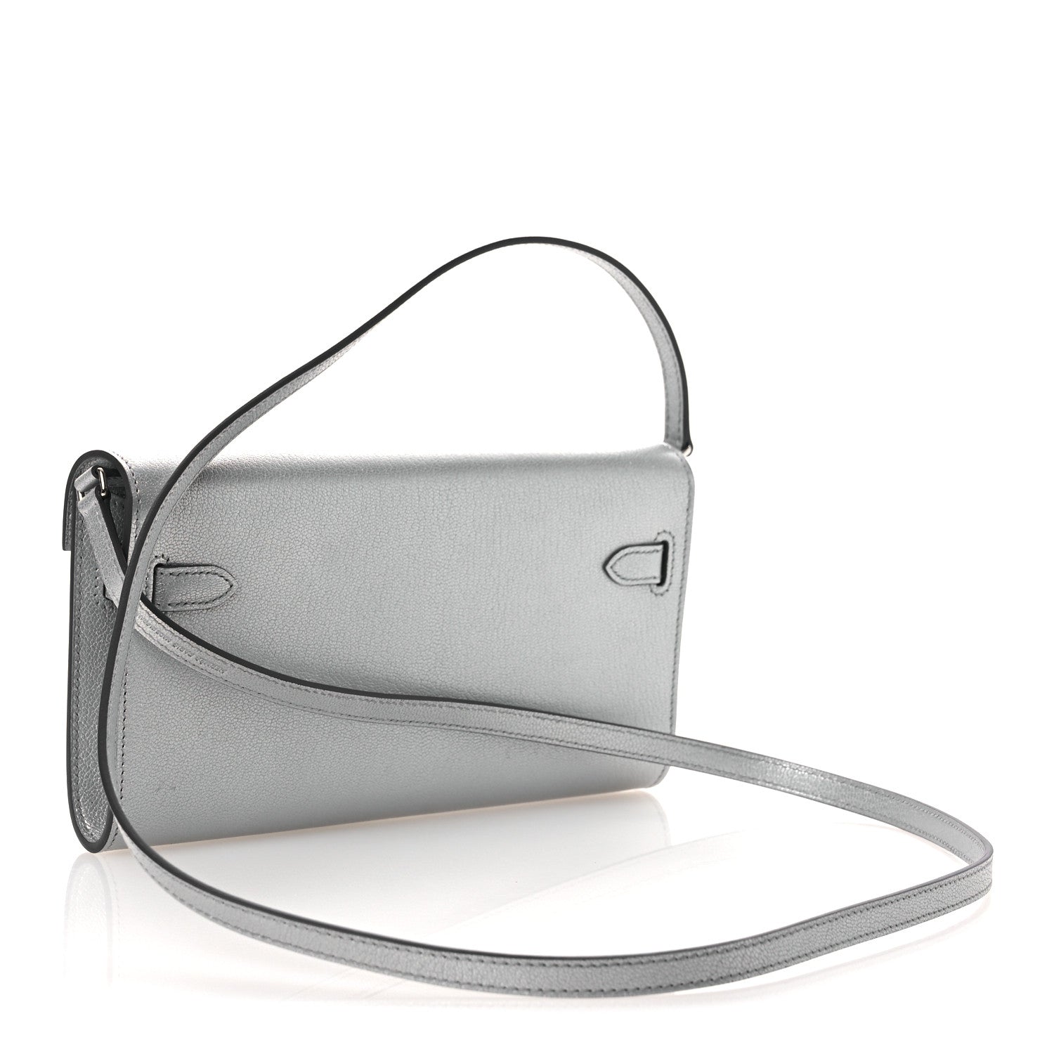 Metallic Chevre Chamkilight Kelly Wallet To Go Argent