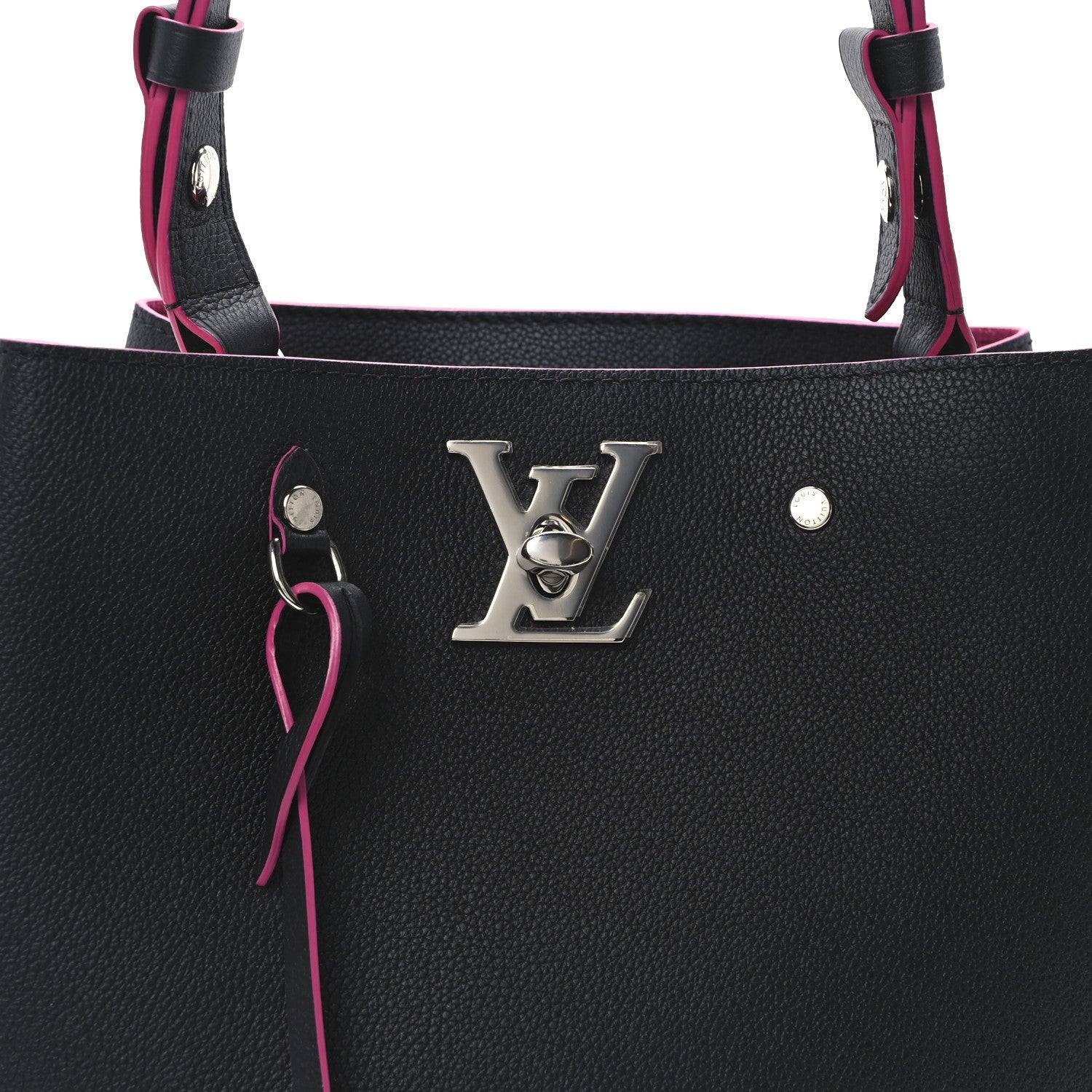 Calfskin Lockme Bucket Black