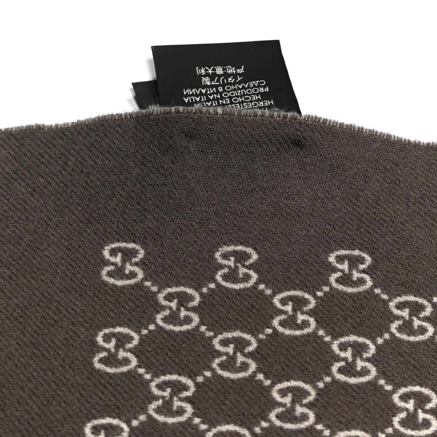 Wool GG Monogram Scarf Brown
