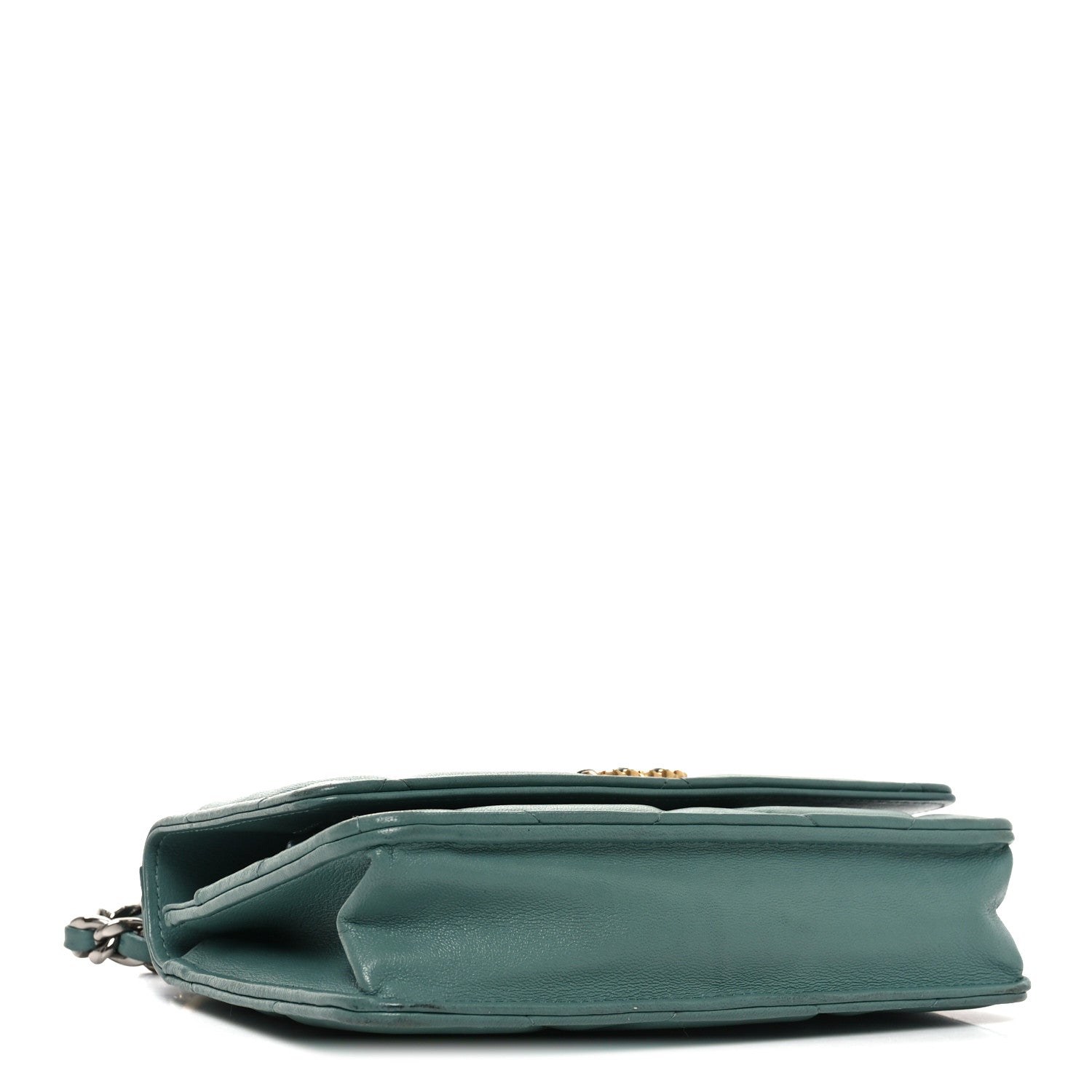 Lambskin Quilted Chanel 19 Wallet On Chain WOC Green