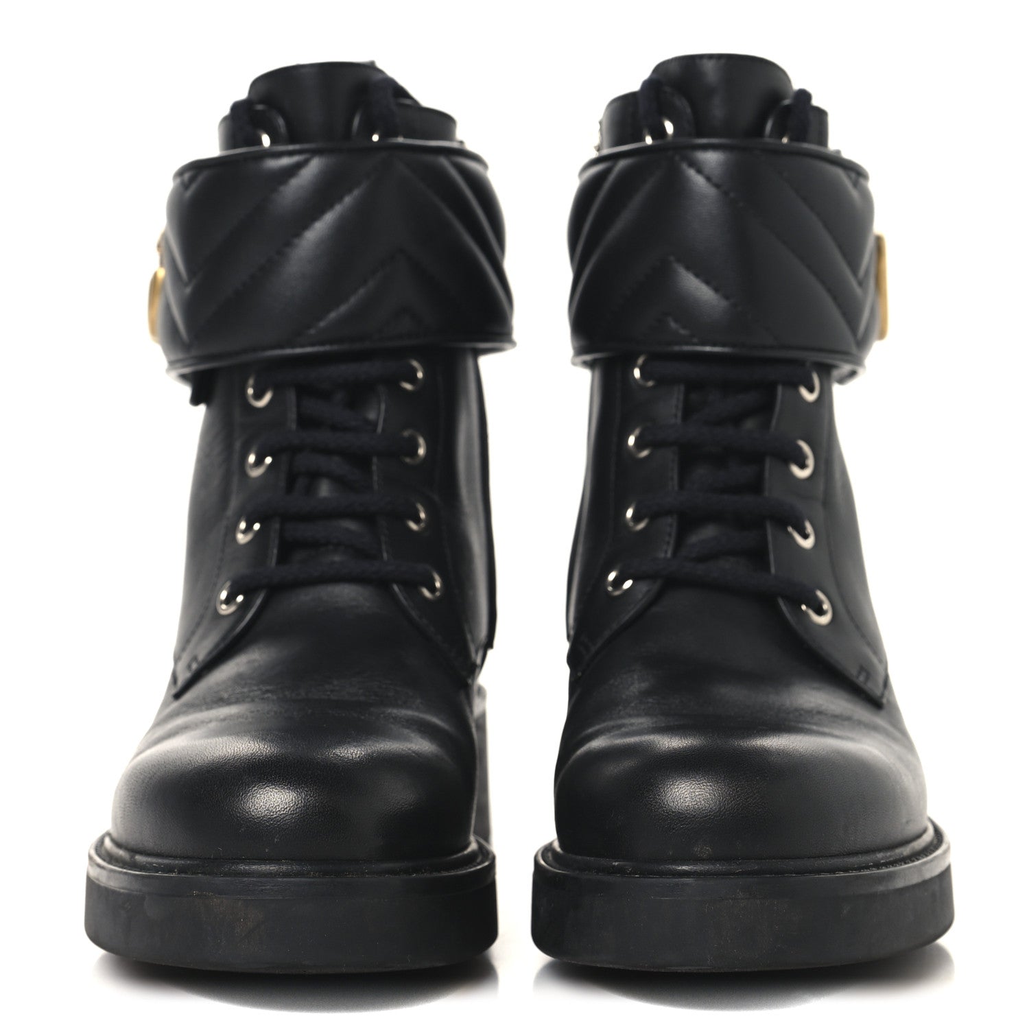 Flores Calfskin Nappa Matelasse GG 40mm Ankle Boots 37 Black