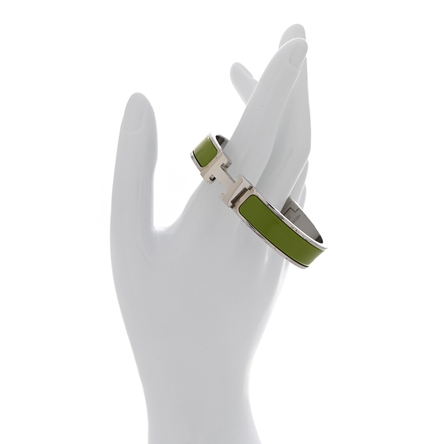 Enamel Narrow Clic Clac H Bracelet GM Vert Prairie