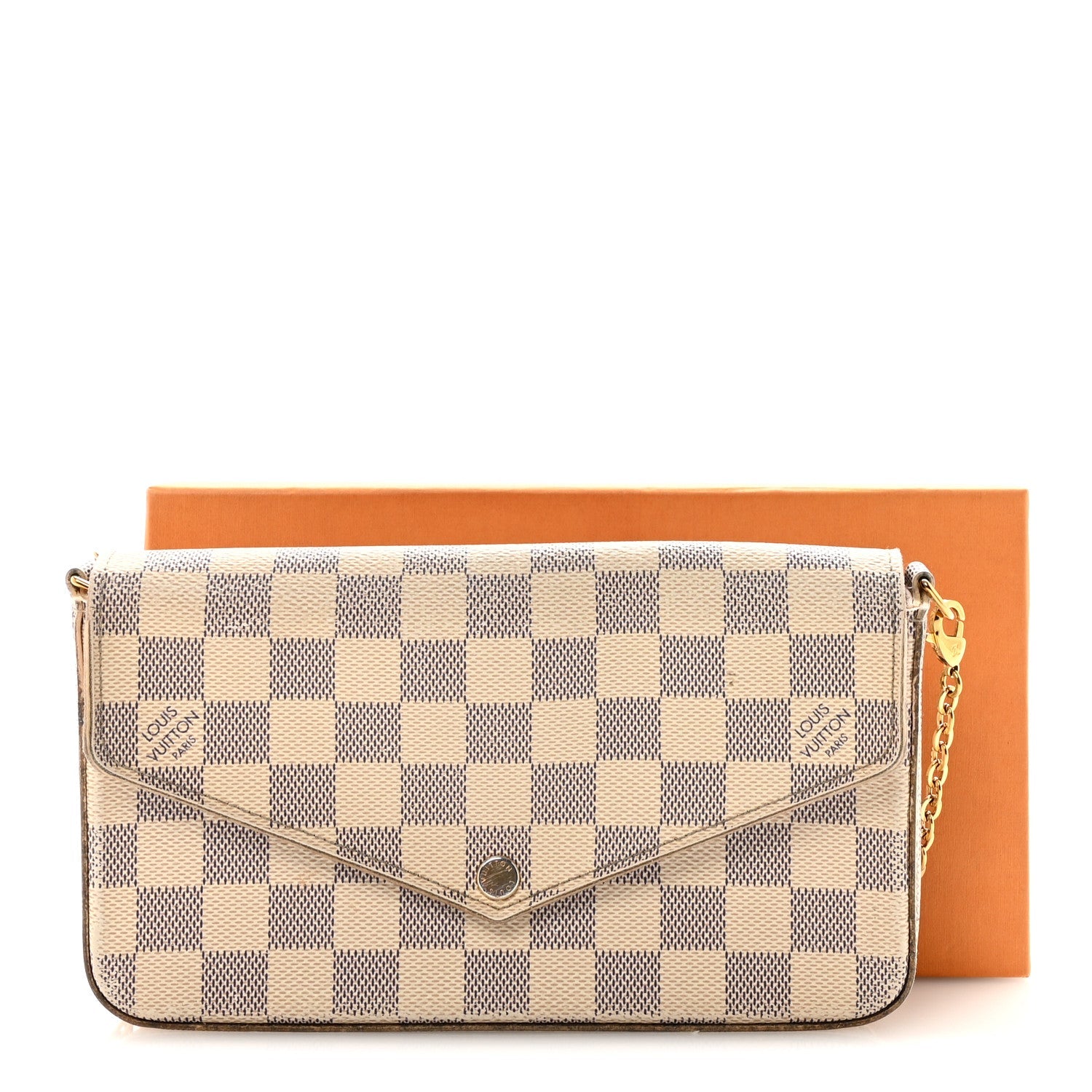 Damier Azur Pochette Felicie Chain Wallet Rose Ballerine