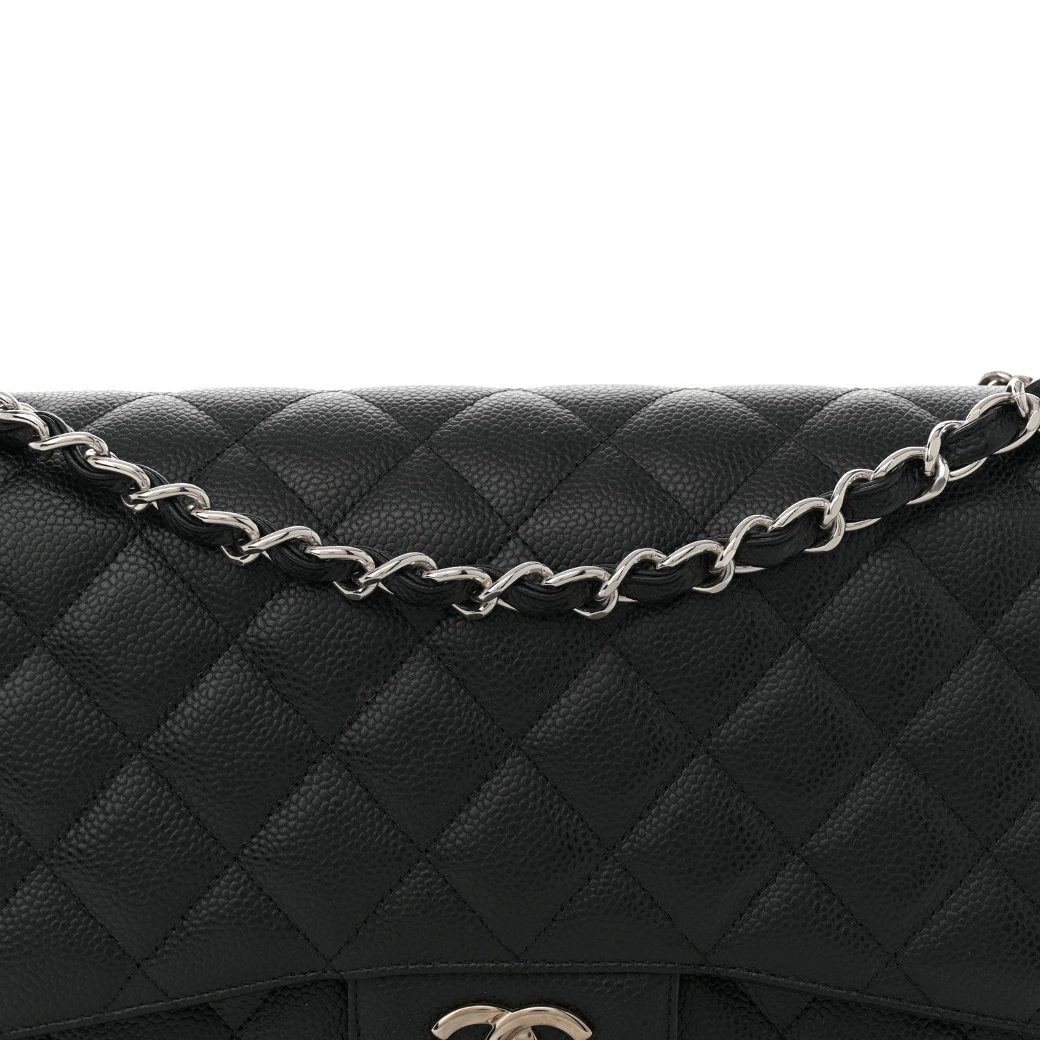 Caviar Quilted Jumbo Double Flap Black