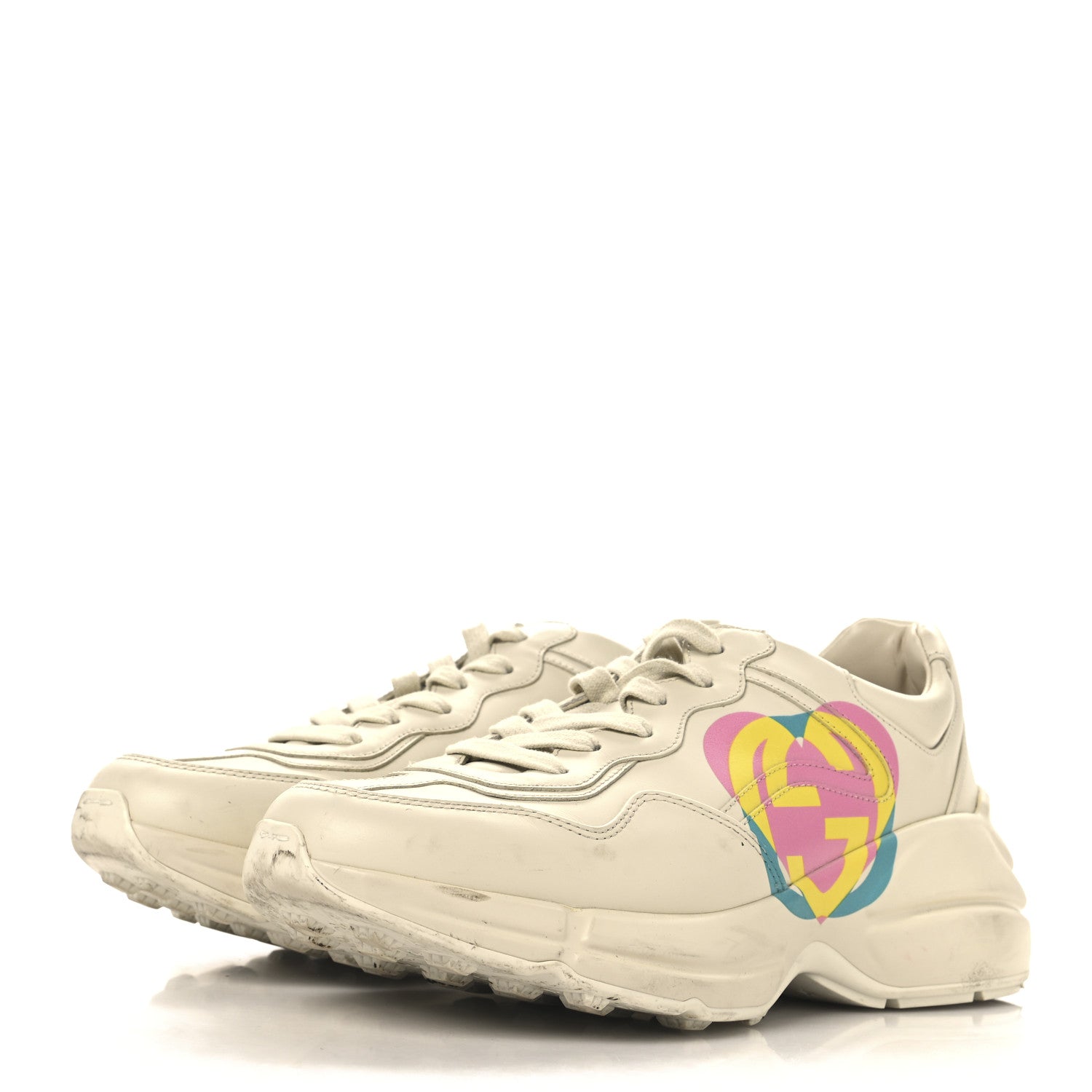 Calfskin Heart Rhyton Sneakers 39.5 Ivory