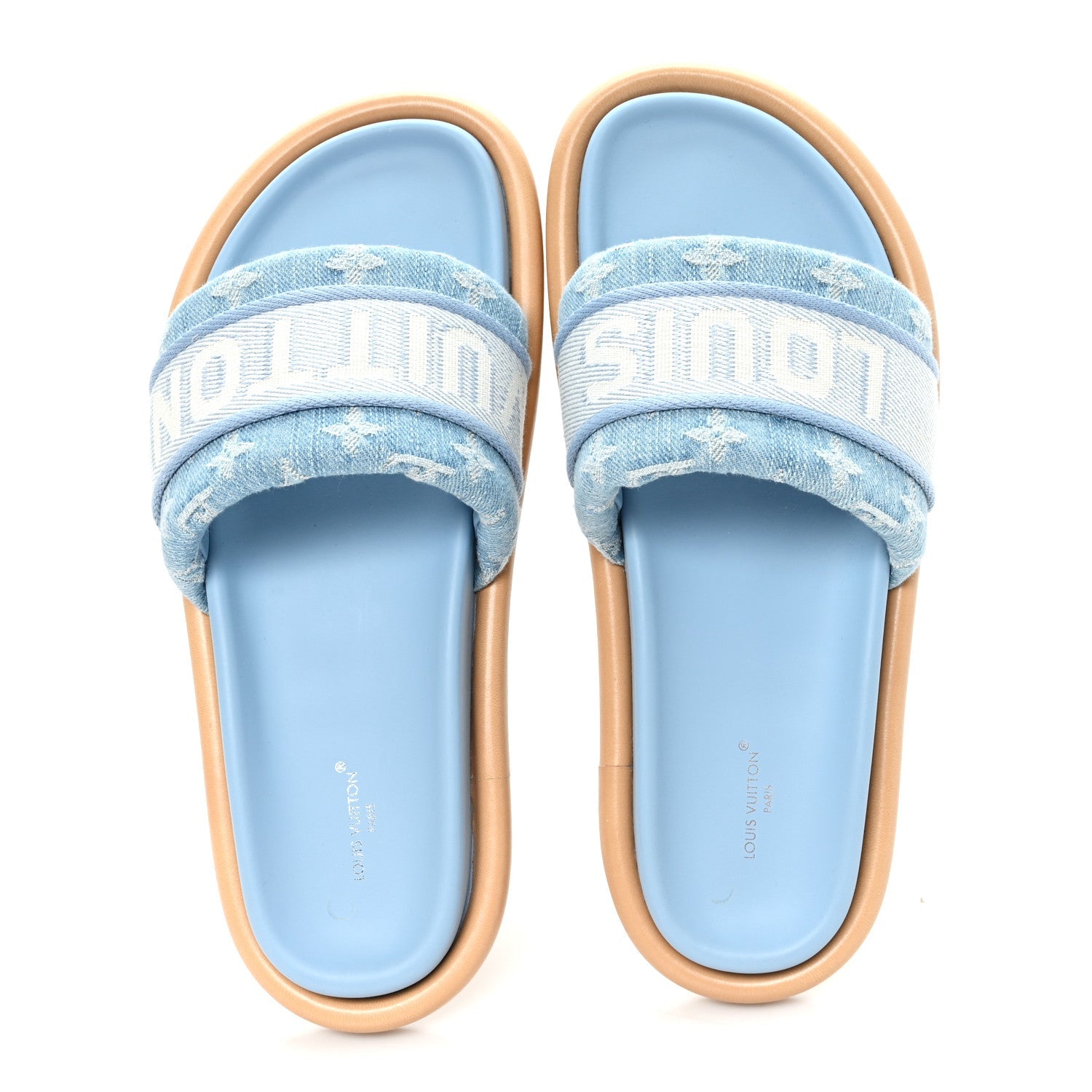 Monogram Denim LV Bliss Womens Comfort Mules 40 Turquoise
