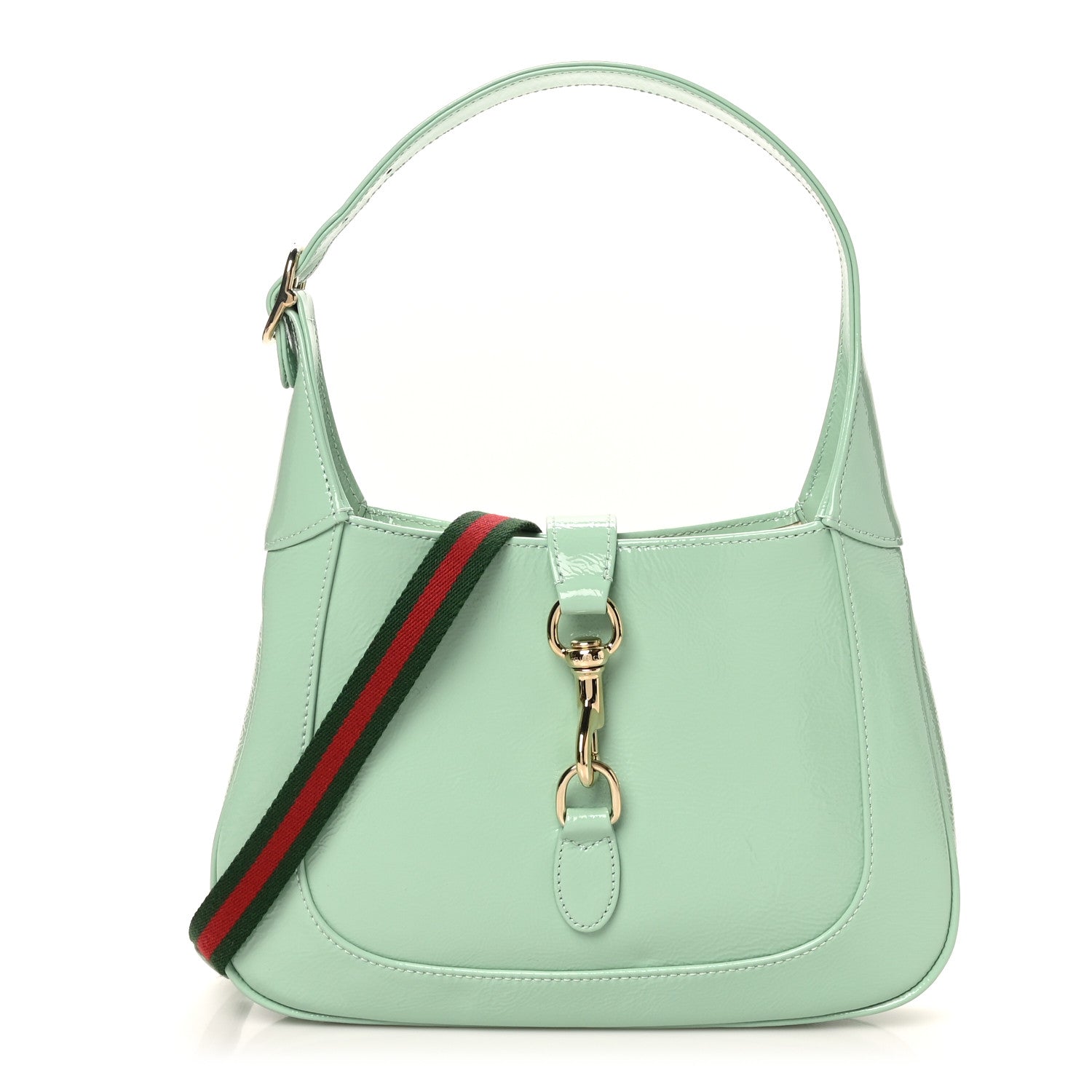 Patent Calfskin Small Jackie Shoulder Bag Light Green