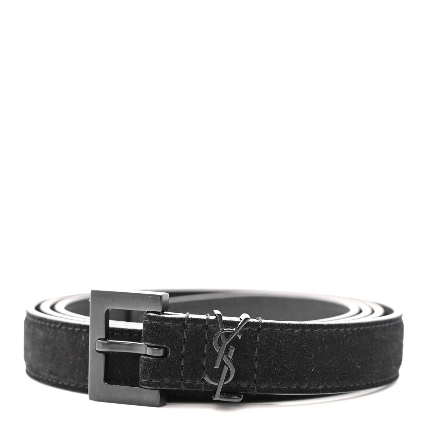 Suede Calfskin Monogram Square Buckle 100 40 Belt Black