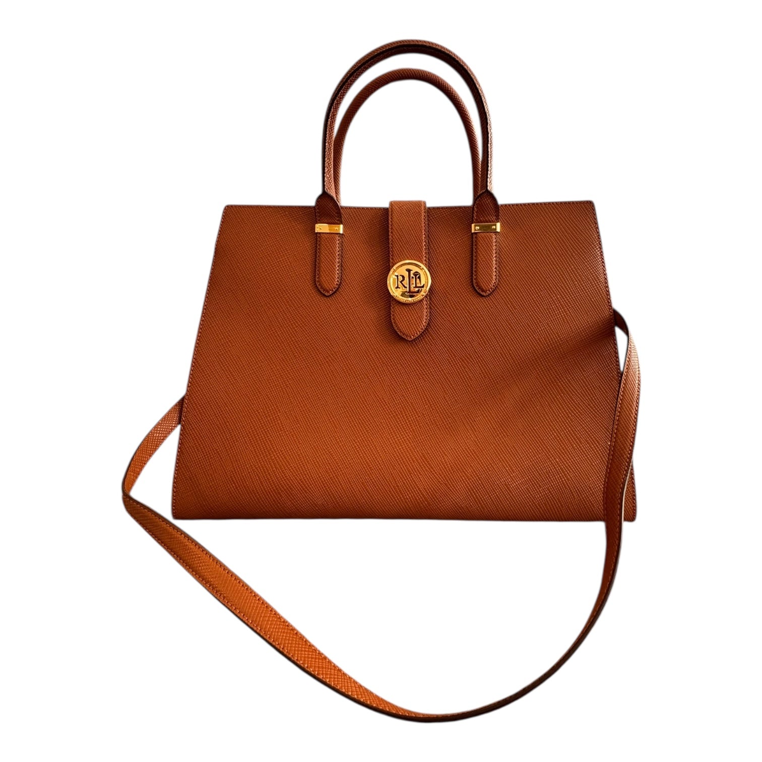 Handbag Leather By Ralph Lauren In Brown, Size:Large