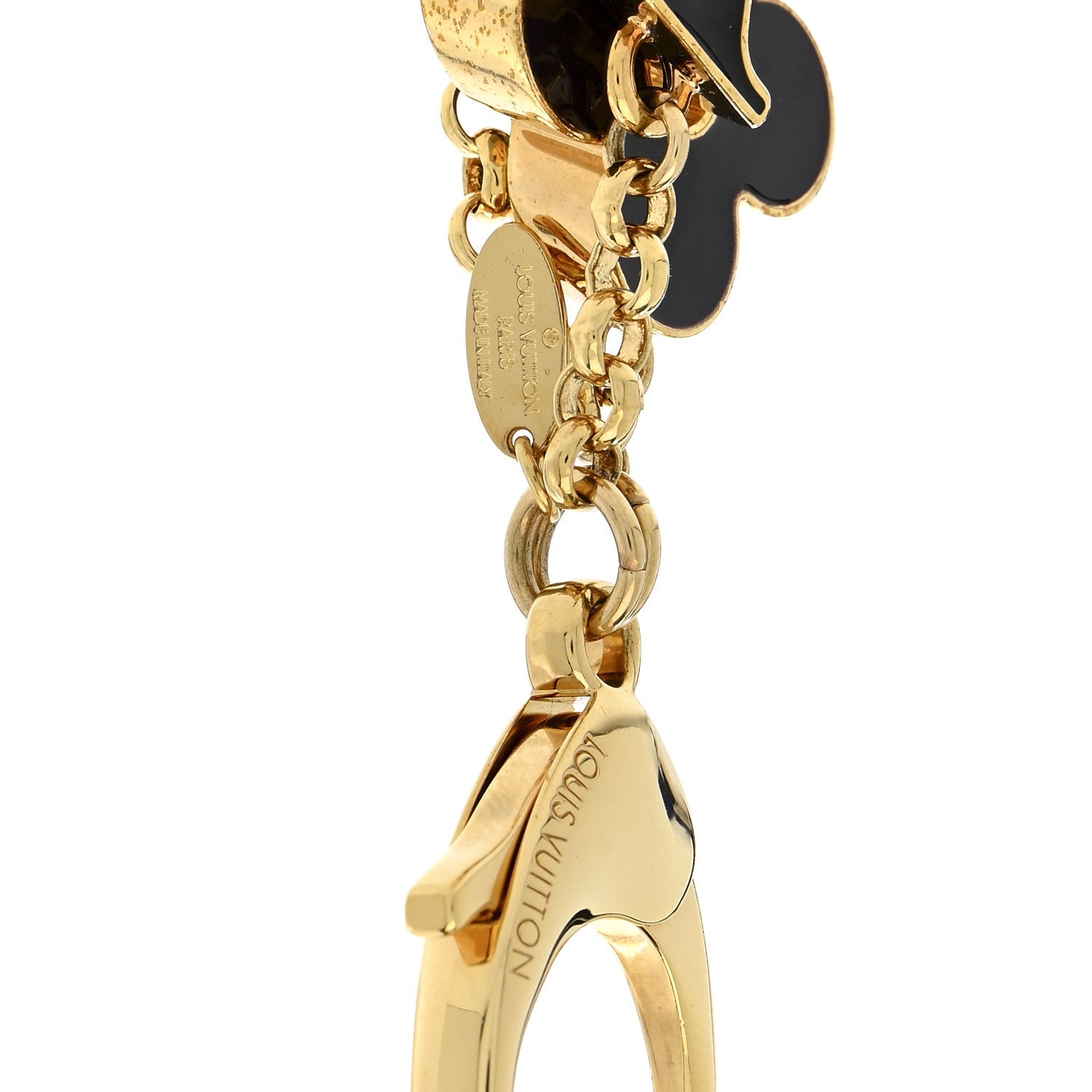 Metal Enamel Fleur De Monogram Bag Charm Dore