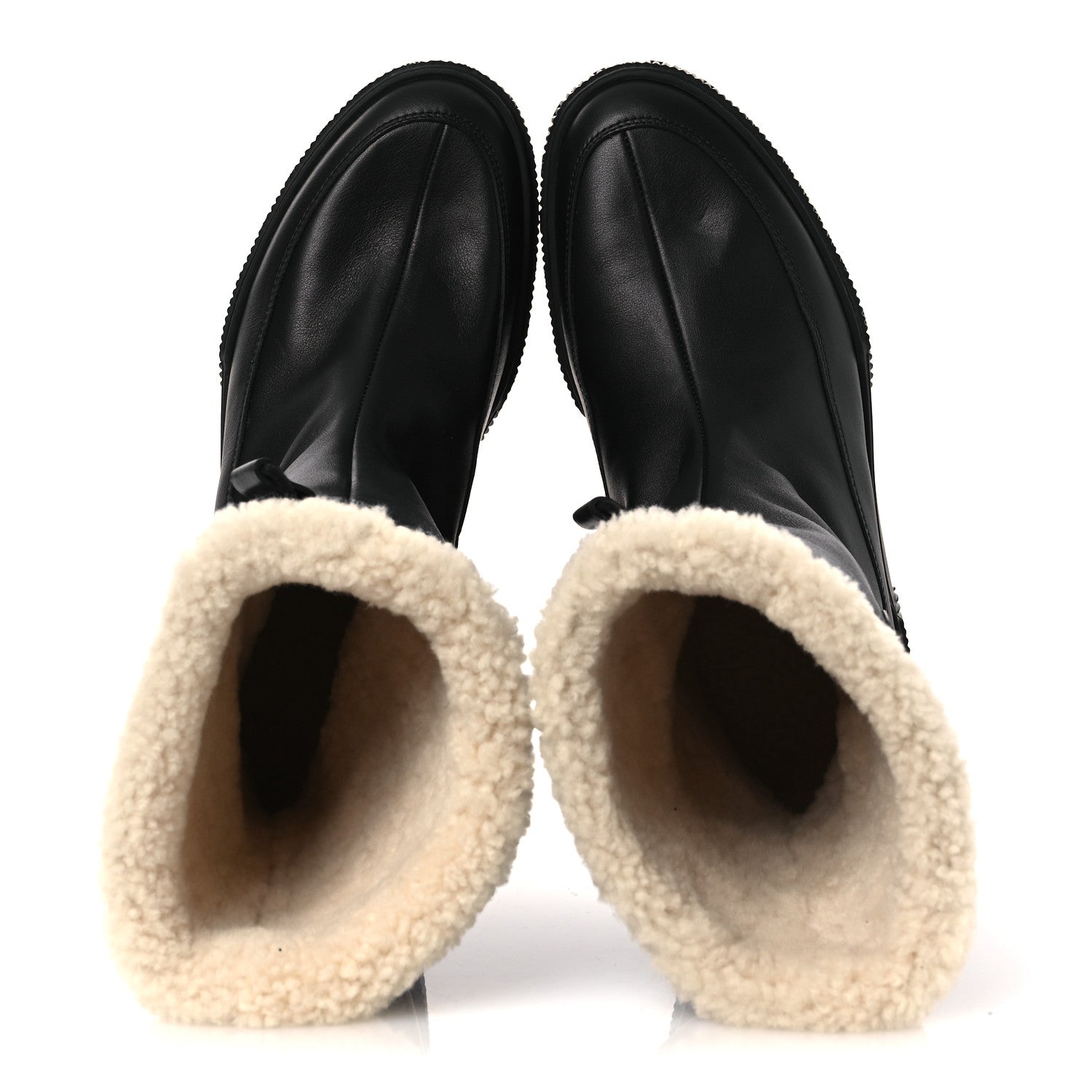Calfskin Shearling Womens Journey Ankle Boots 38.5 Black Ecru