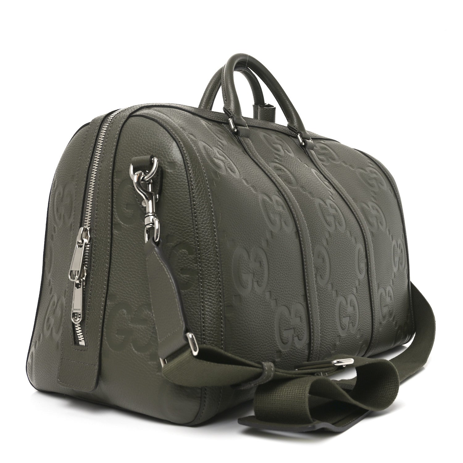 Piuma Calfskin Jumbo GG Embossed Large Duffle Bag Dark Vintage Olive
