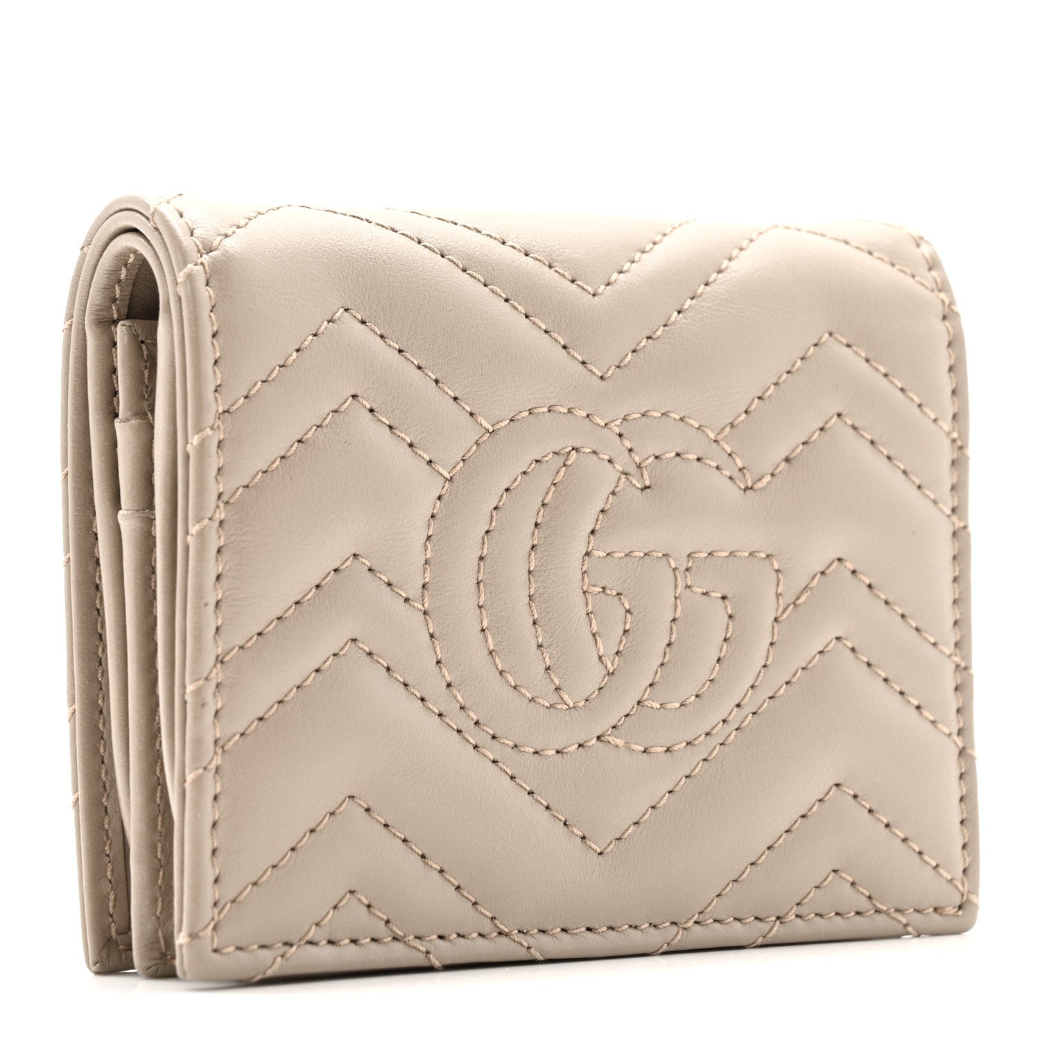 Calfskin Matelasse GG Marmont Card Case Wallet Porcelain Rose