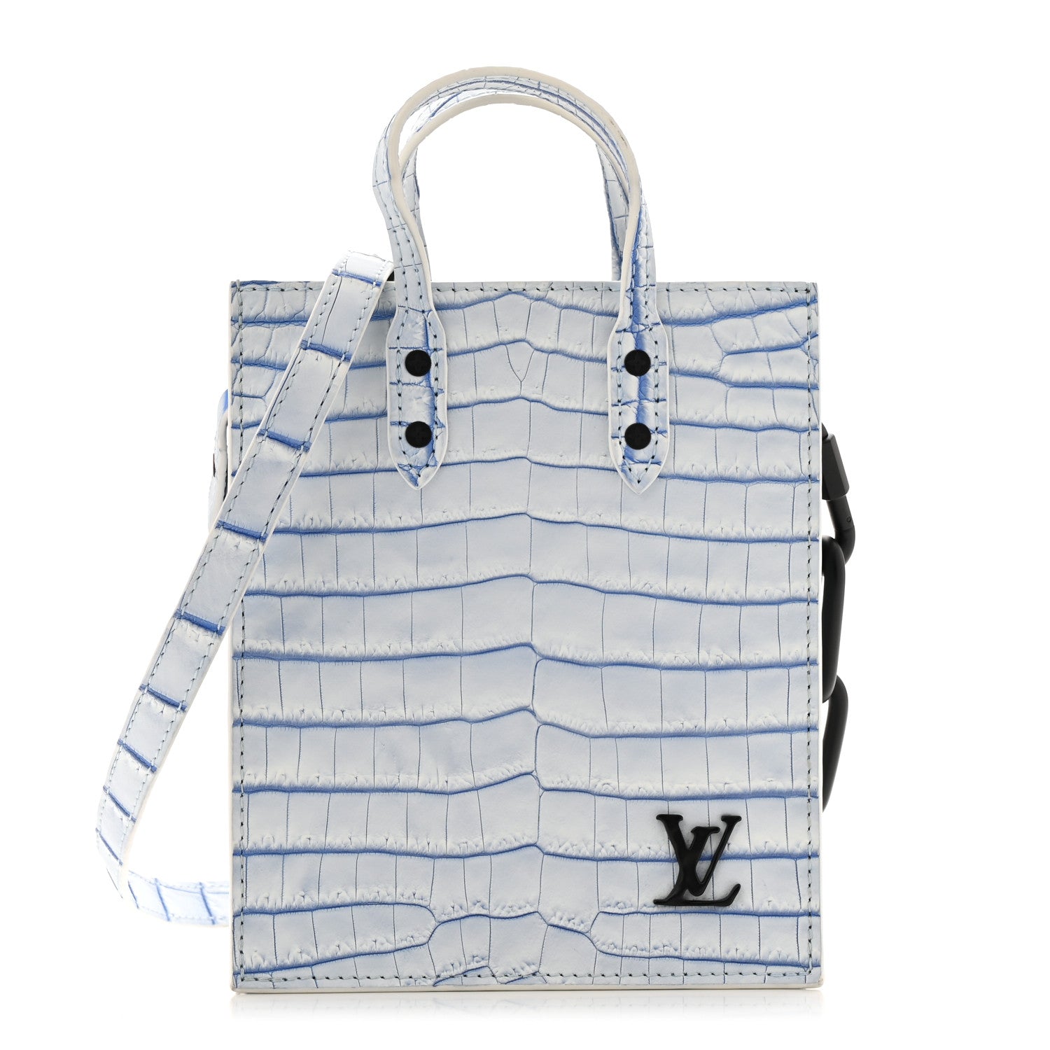 Crocodile Niloticus Sac Plat XS Mat Meringue White Blue
