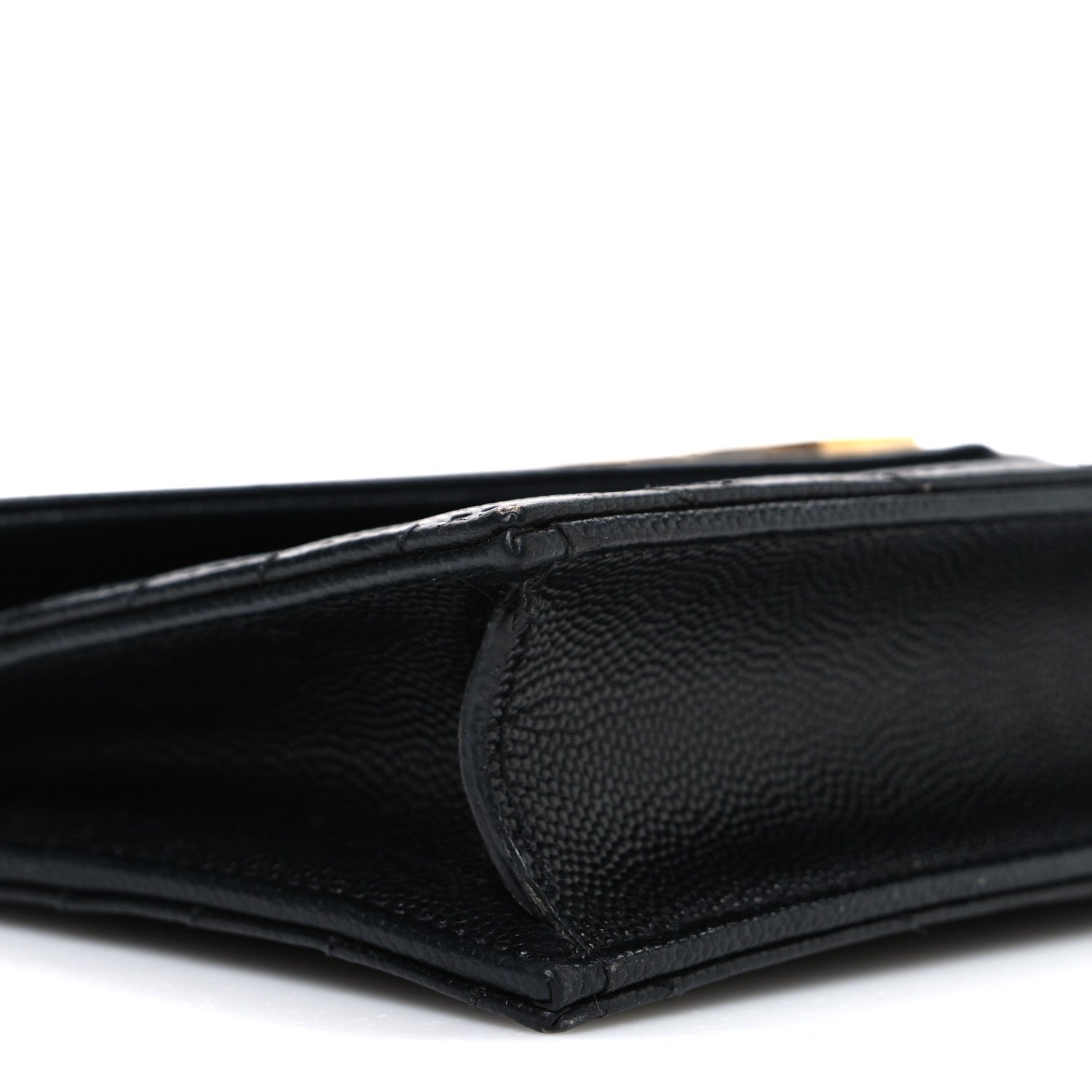 Grain De Poudre Matelasse Chevron Monogram Envelope Chain Wallet Black