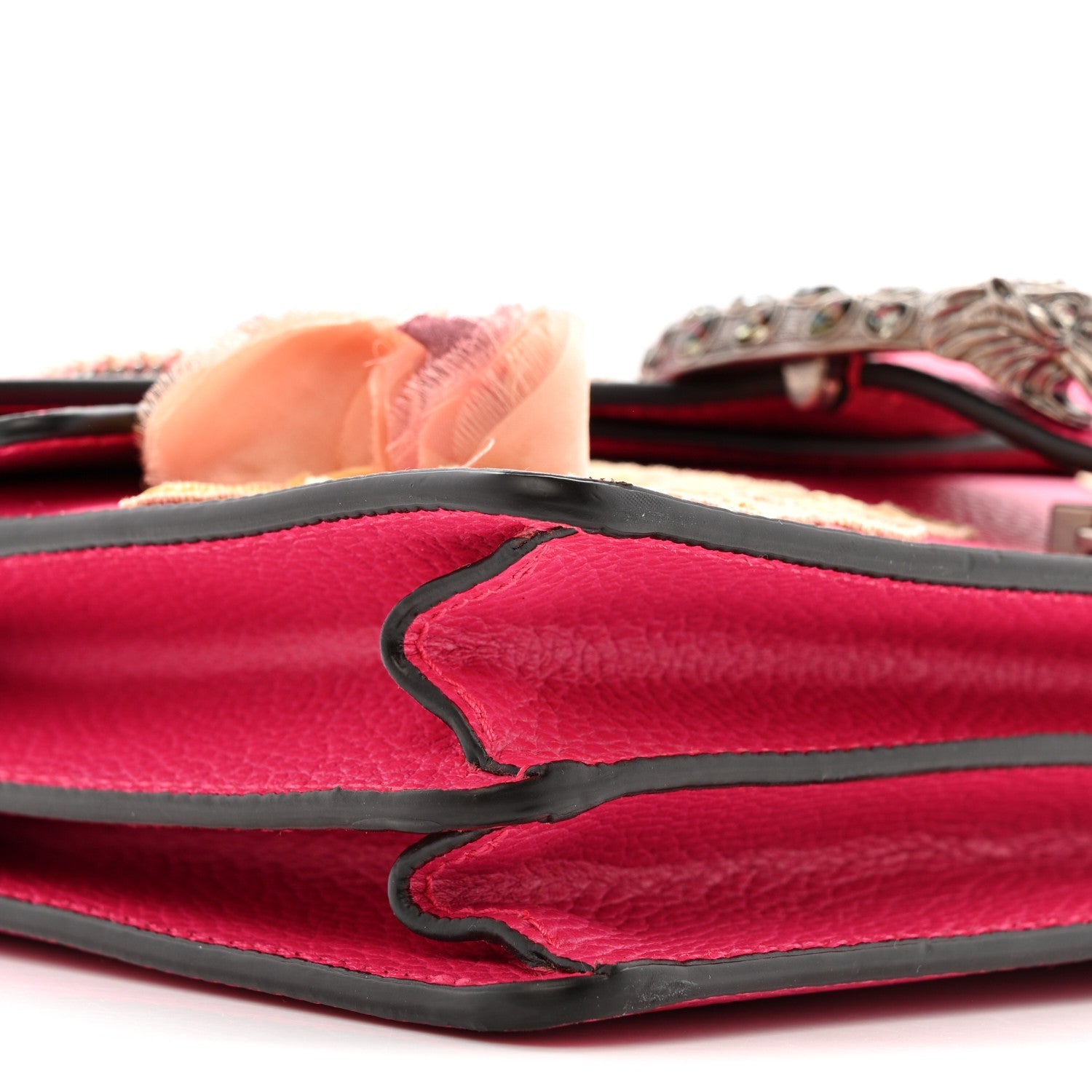 Pebbled Calfskin Embellished Guccify Small Dionysus Shoulder Bag Rosa