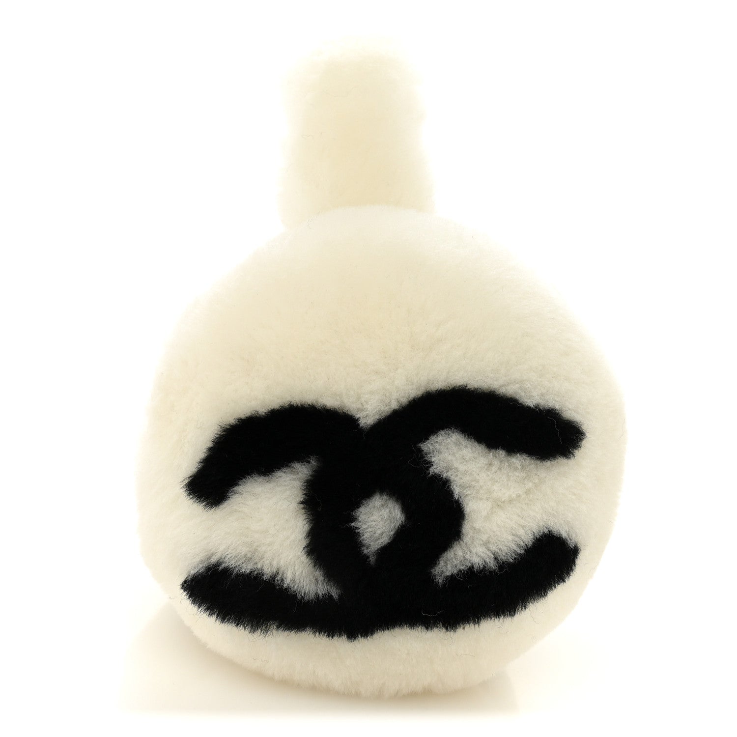 Shearling CC Bi-Color Ear Muffs White Black