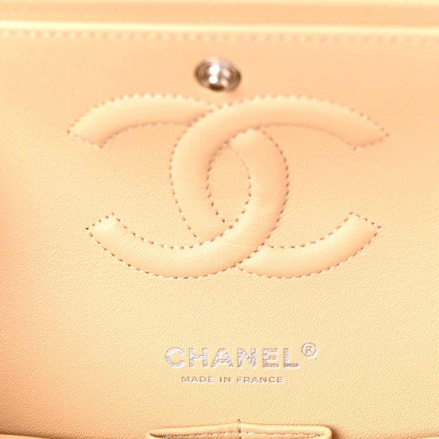 Caviar Quilted Medium Double Flap Beige Clair