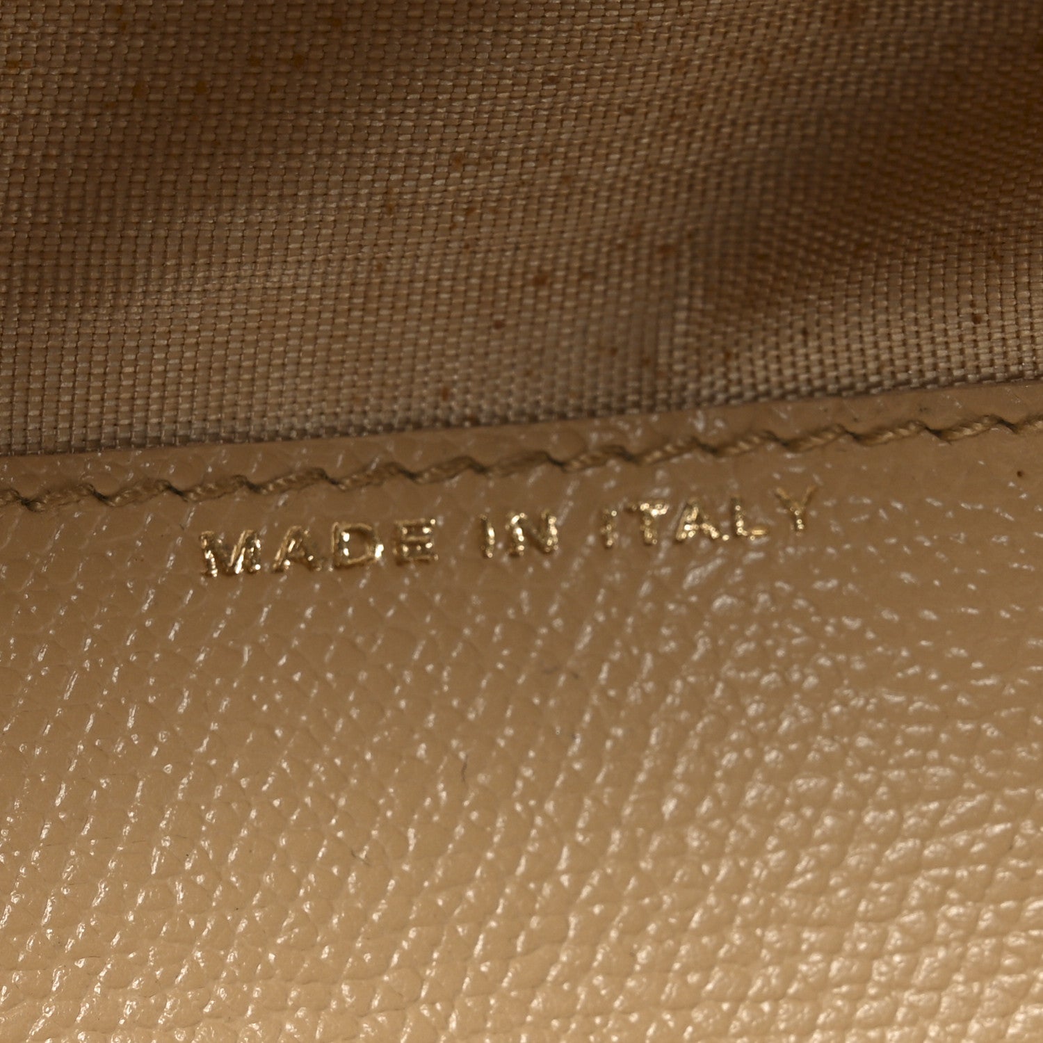 Grained Calfskin CC Button Yen Wallet Beige