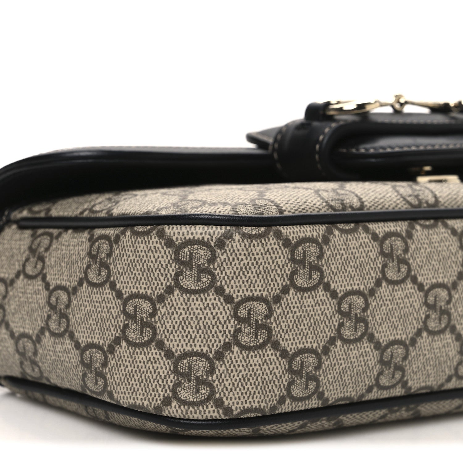 GG Supreme Monogram Horsebit 1955 Small Soft Top Handle Shoulder Bag Beige Black