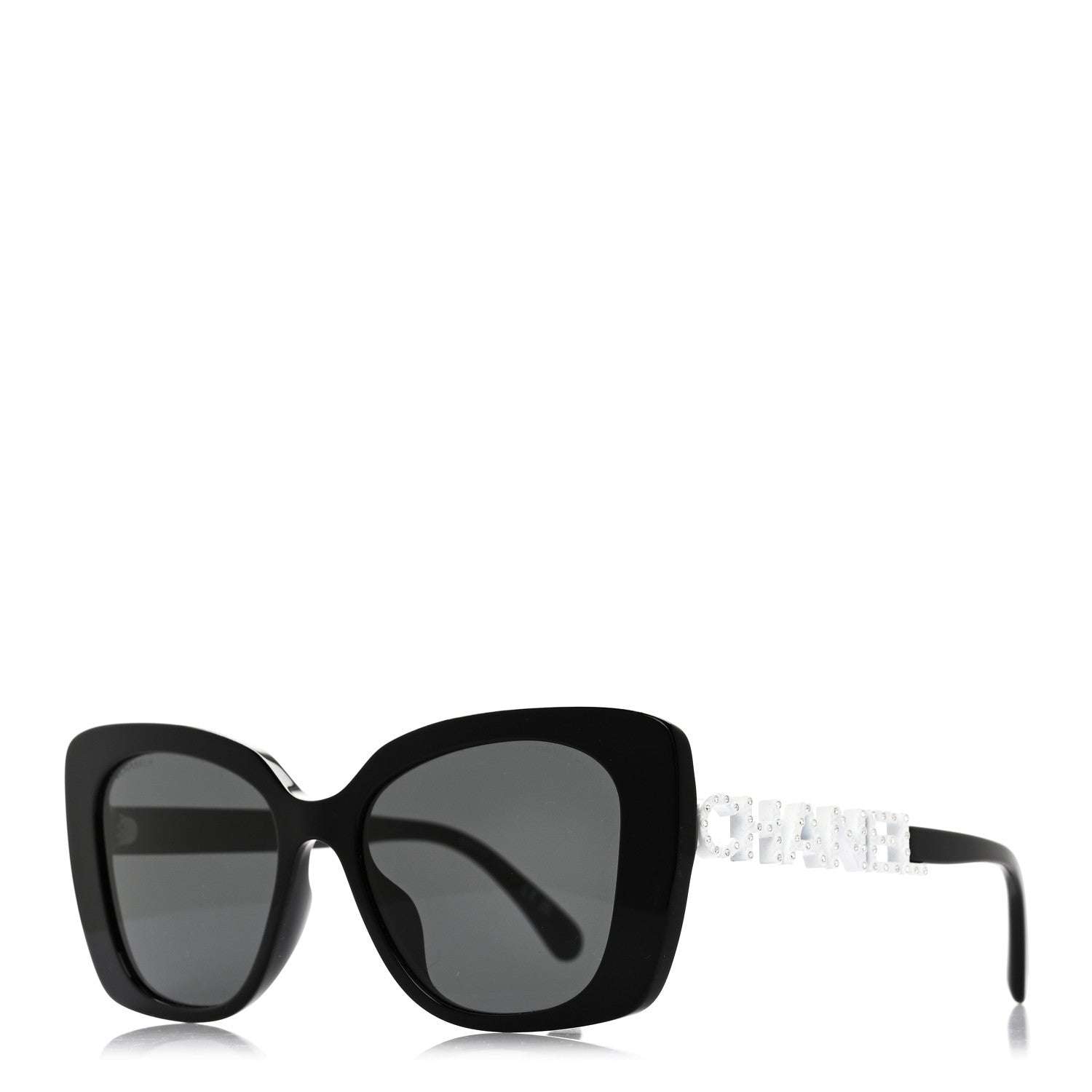 Acetate Strass Square Sunglasses 5422-B-A Black White