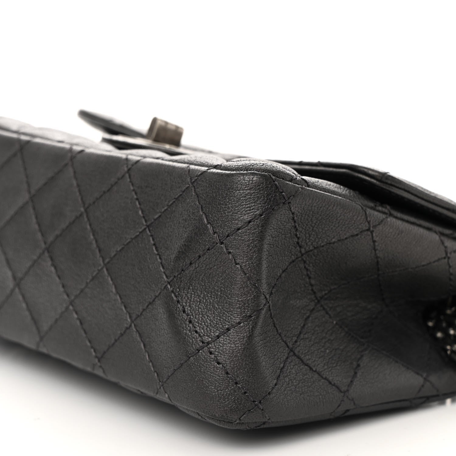 Metallic Sheepskin Quilted 2.55 Reissue Mini Flap Dark Silver