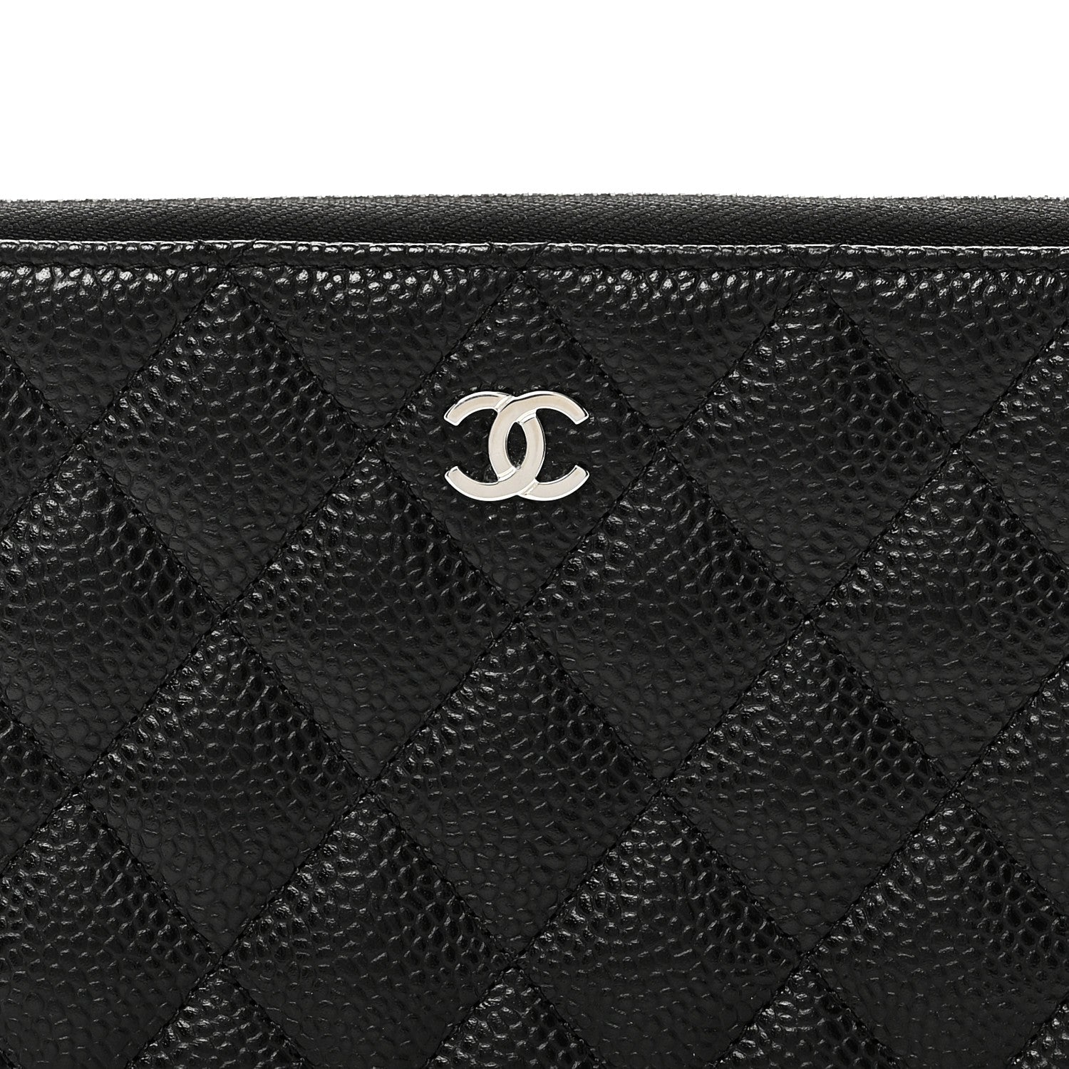 Caviar Quilted Large Gusset Zip Around Wallet Black