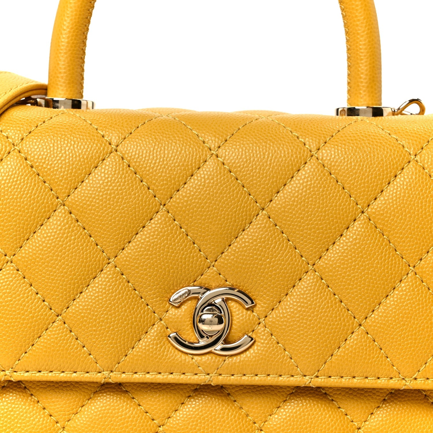 Caviar Quilted Mini Coco Handle Flap Yellow