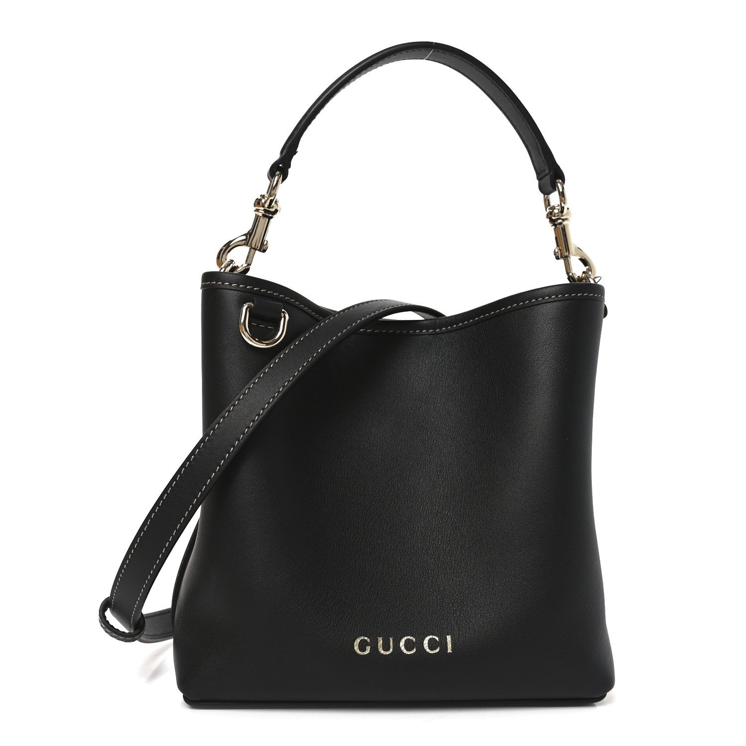 GG Calfskin Emblem Mini Bucket Bag Black